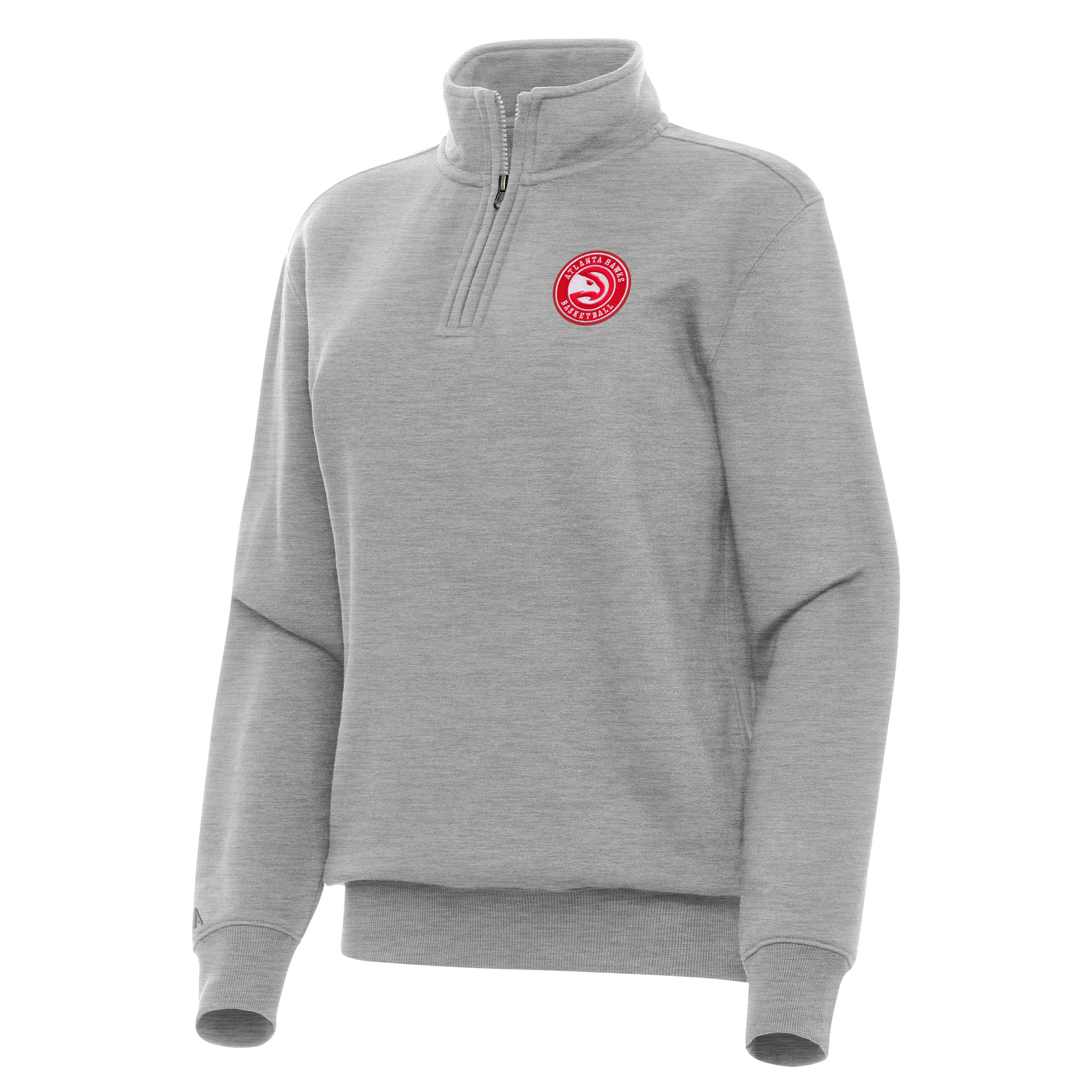 Women's Antigua Heather Gray Atlanta Hawks Victory Quarter-Zip Sweatshirt