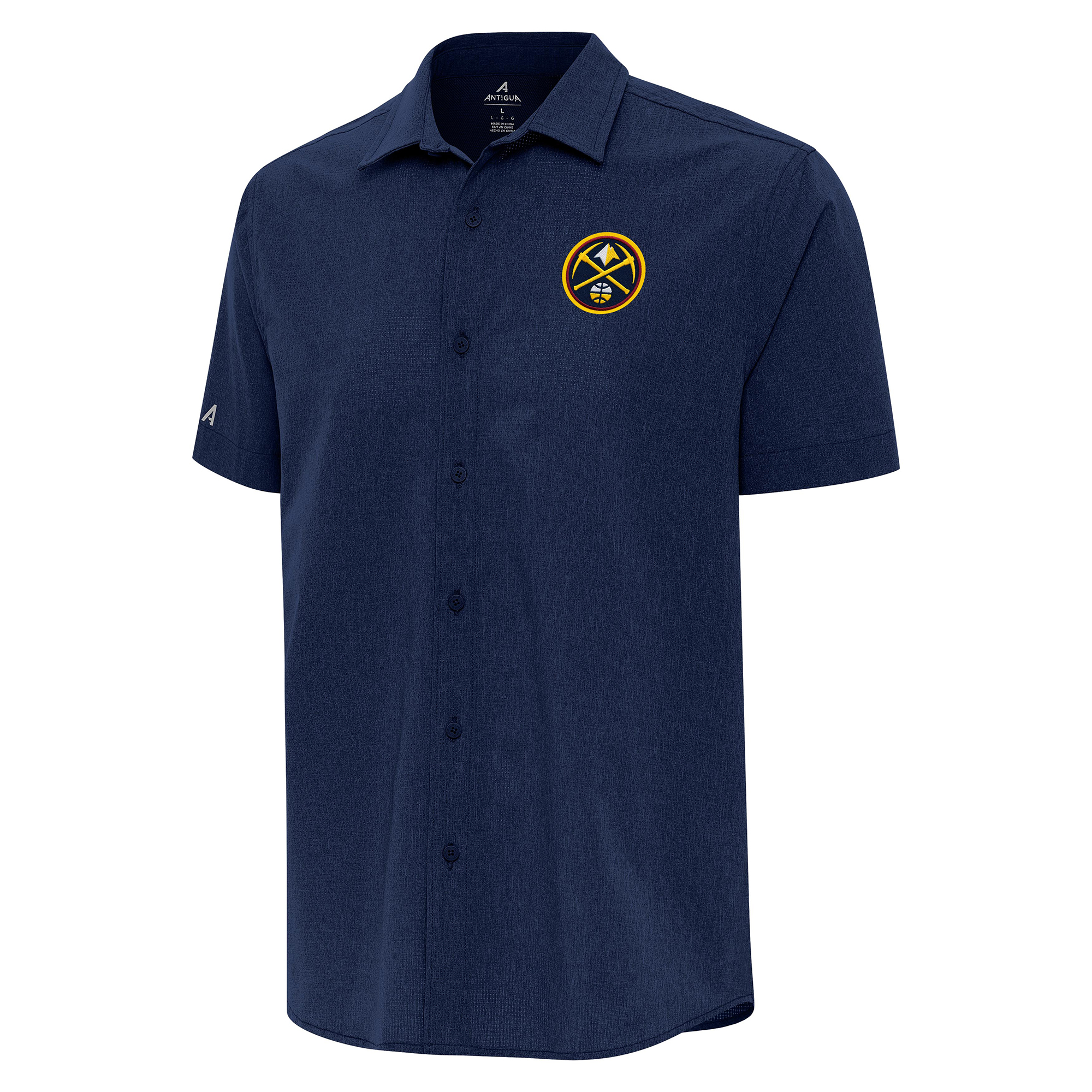 Men's Antigua Navy Denver Nuggets Activate Woven Short Sleeve Button-Up Shirt