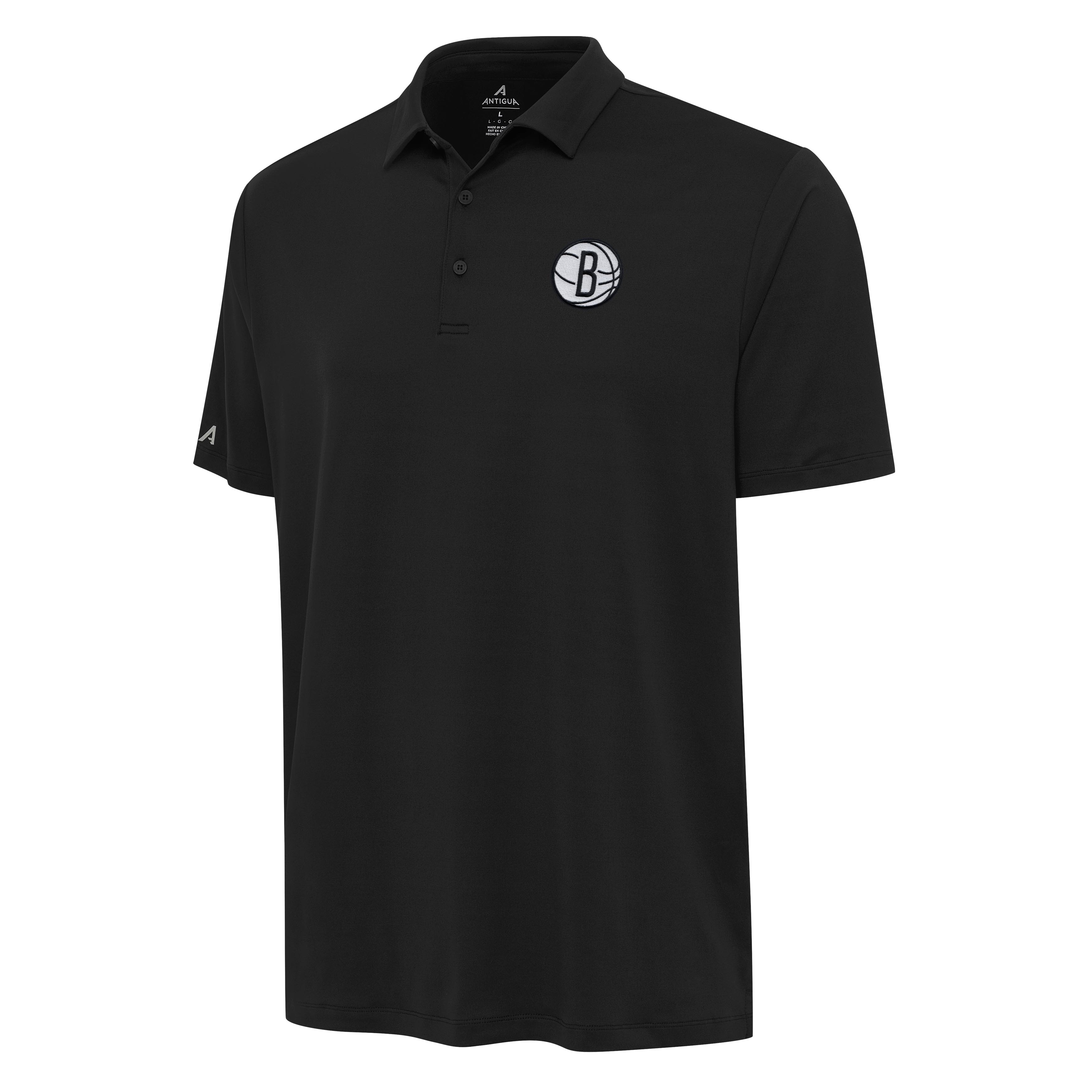 Men’s Antigua Black Brooklyn Nets Reprocess Polo Men’s Antigua Black Brooklyn Nets Reprocess Polo