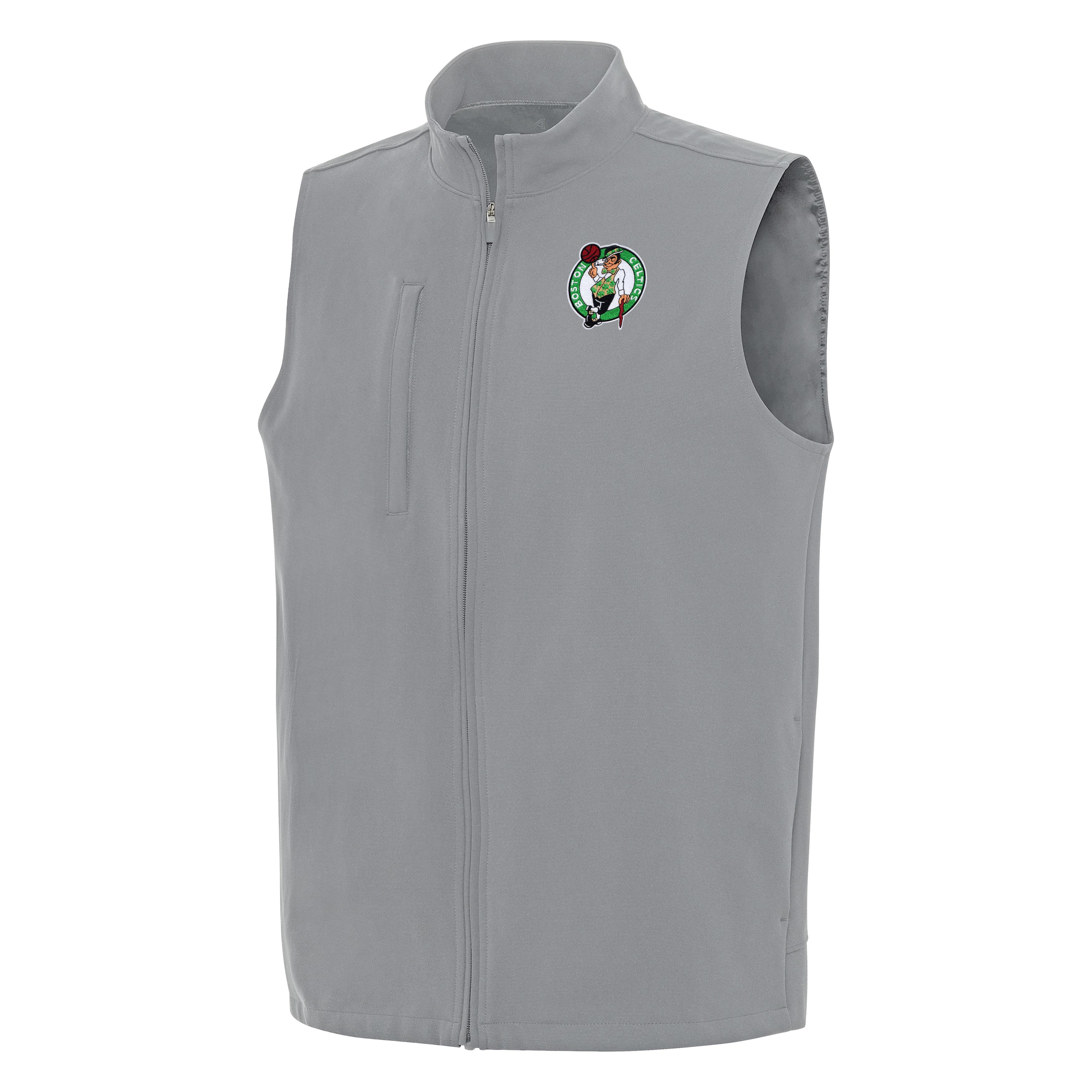 Men's Antigua Gray Boston Celtics Regard Full-Zip Vest