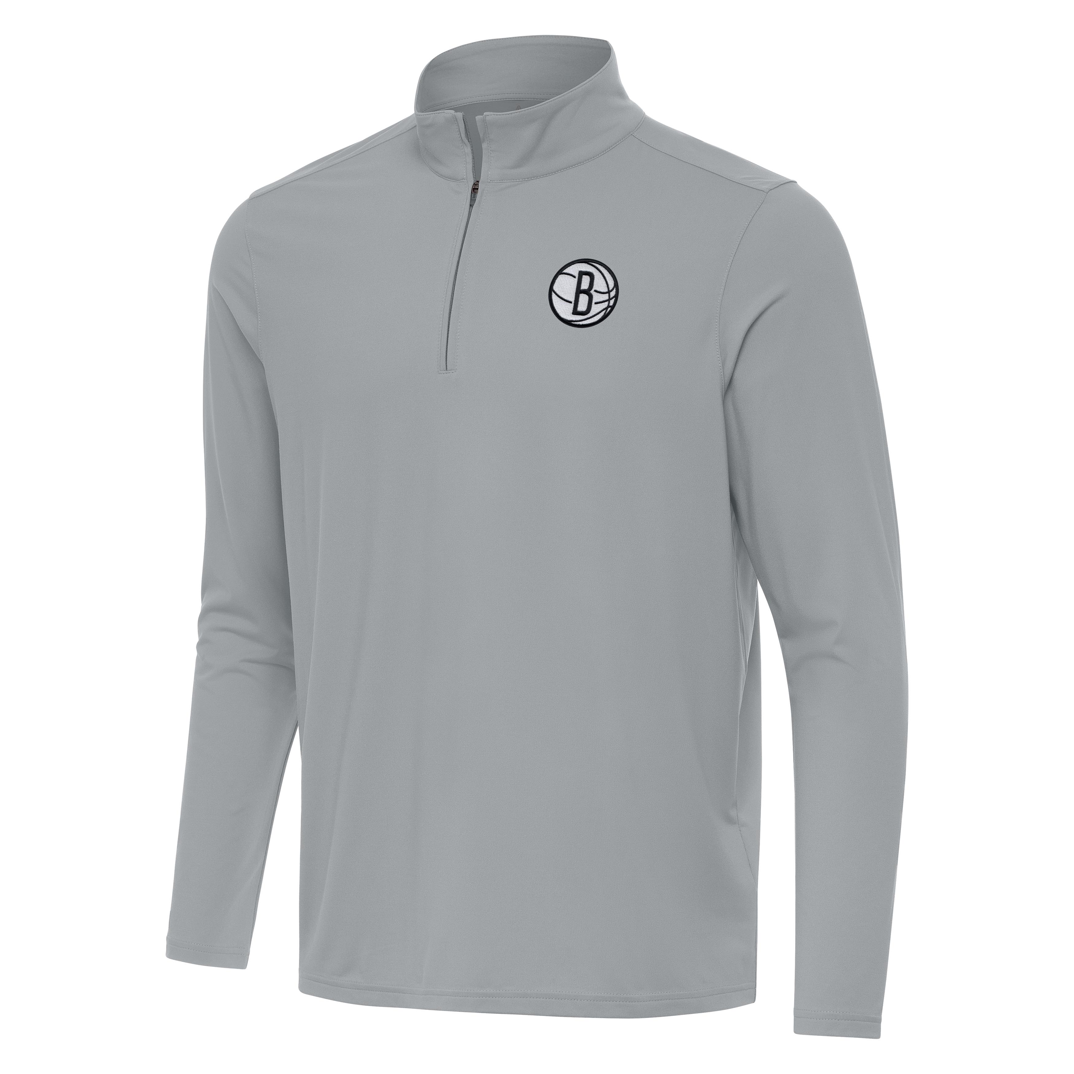 Men’s Antigua Gray Brooklyn Nets Intent Quarter-Zip Top Men’s Antigua Gray Brooklyn Nets Intent Quarter-Zip Top