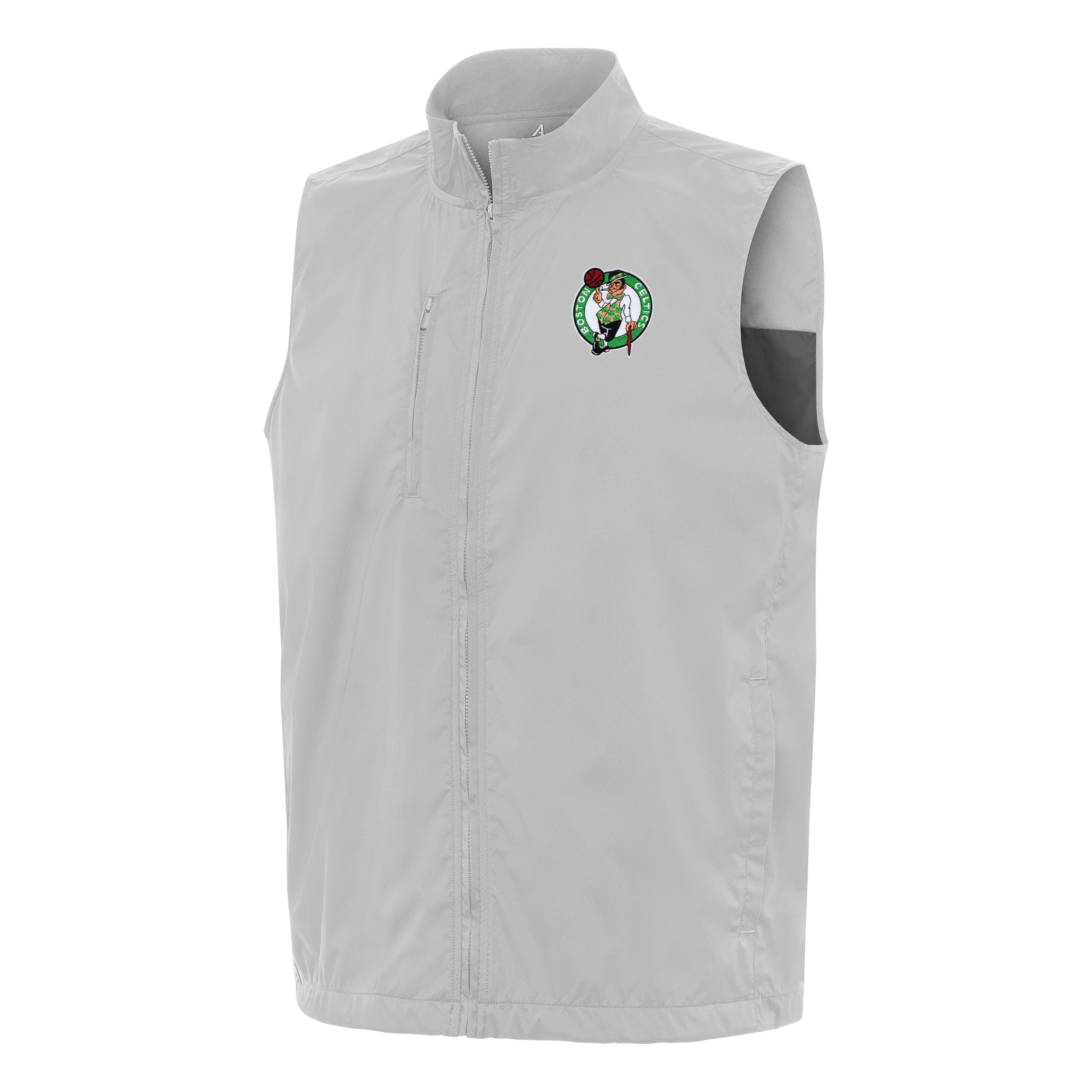Men’s Antigua Heather Gray Boston Celtics Brisk Full-Zip Vest Men’s Antigua Heather Gray Boston Celtics Brisk Full-Zip Vest