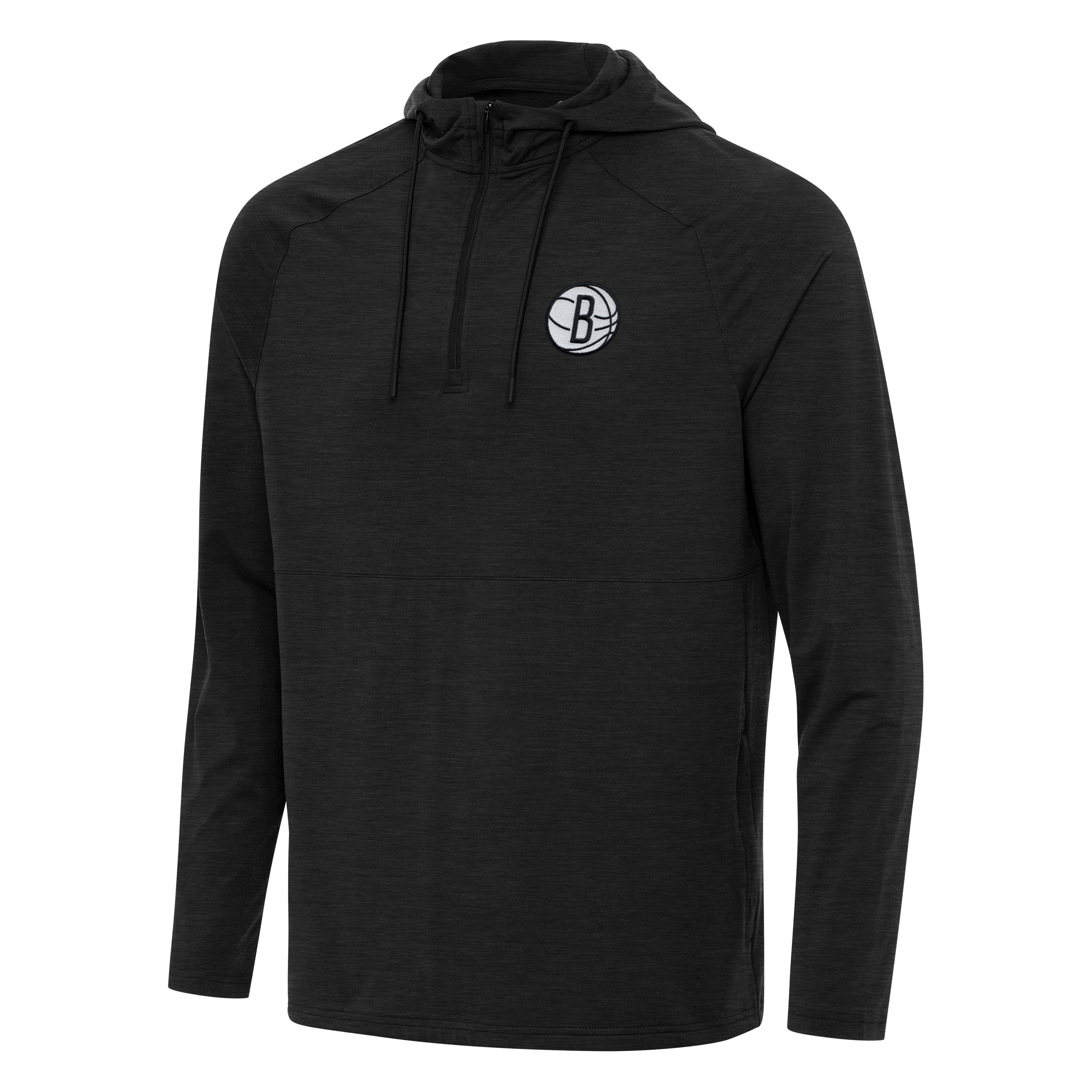 Men’s Antigua Heather Black Brooklyn Nets Spikes Raglan Quarter-Zip Hoodie Men’s Antigua Heather Black Brooklyn Nets Spikes Raglan Quarter-Zip Hoodie