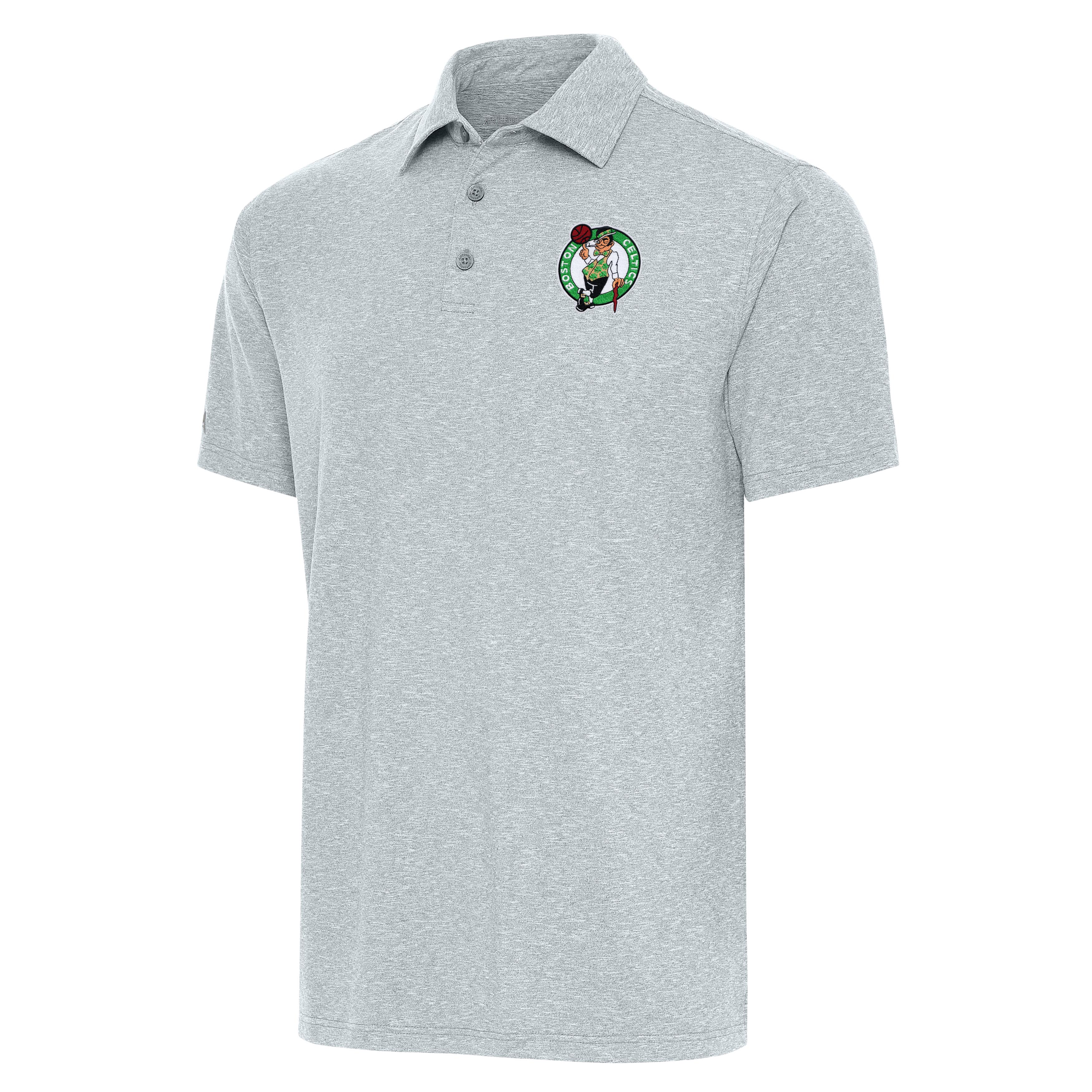 Men's Antigua Heather Gray Boston Celtics Big & Tall Par 3 Polo
