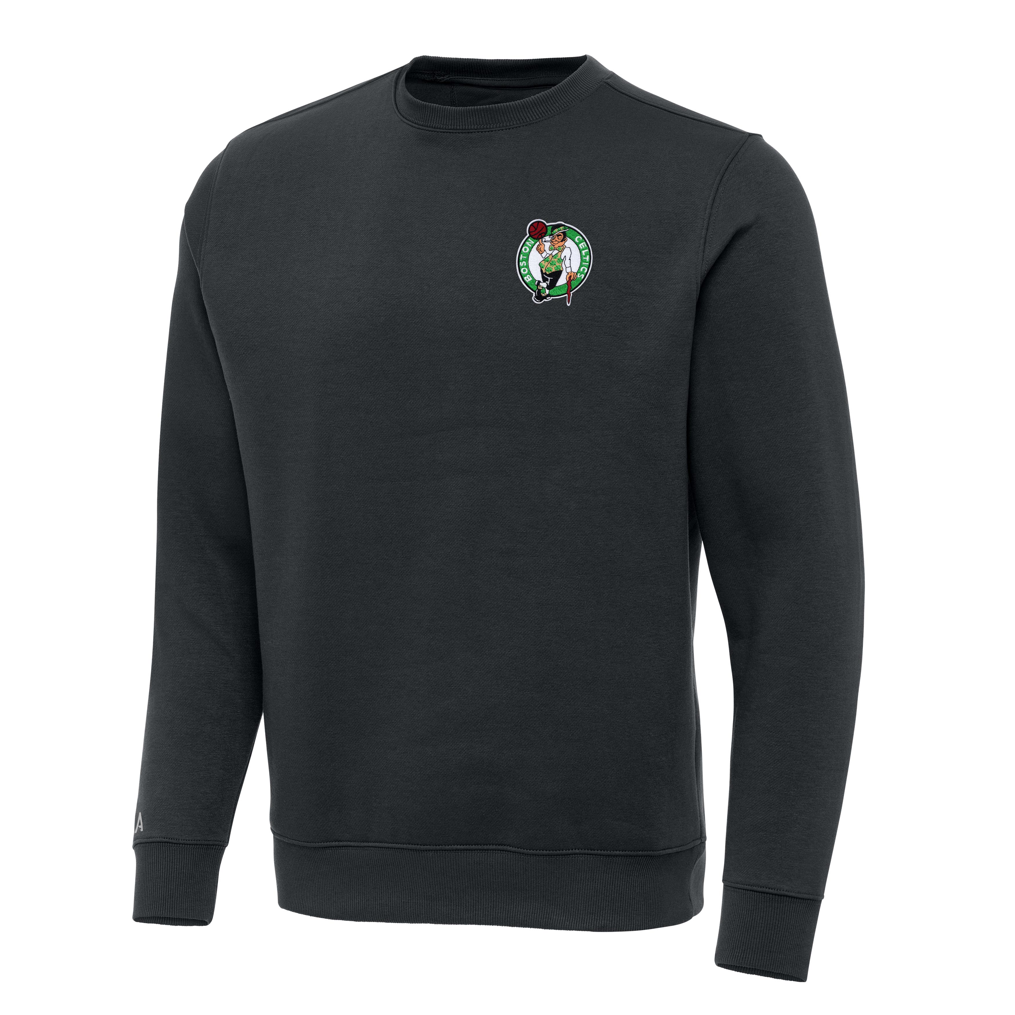 Men's Antigua Charcoal Boston Celtics Victory Crewneck Pullover Sweatshirt