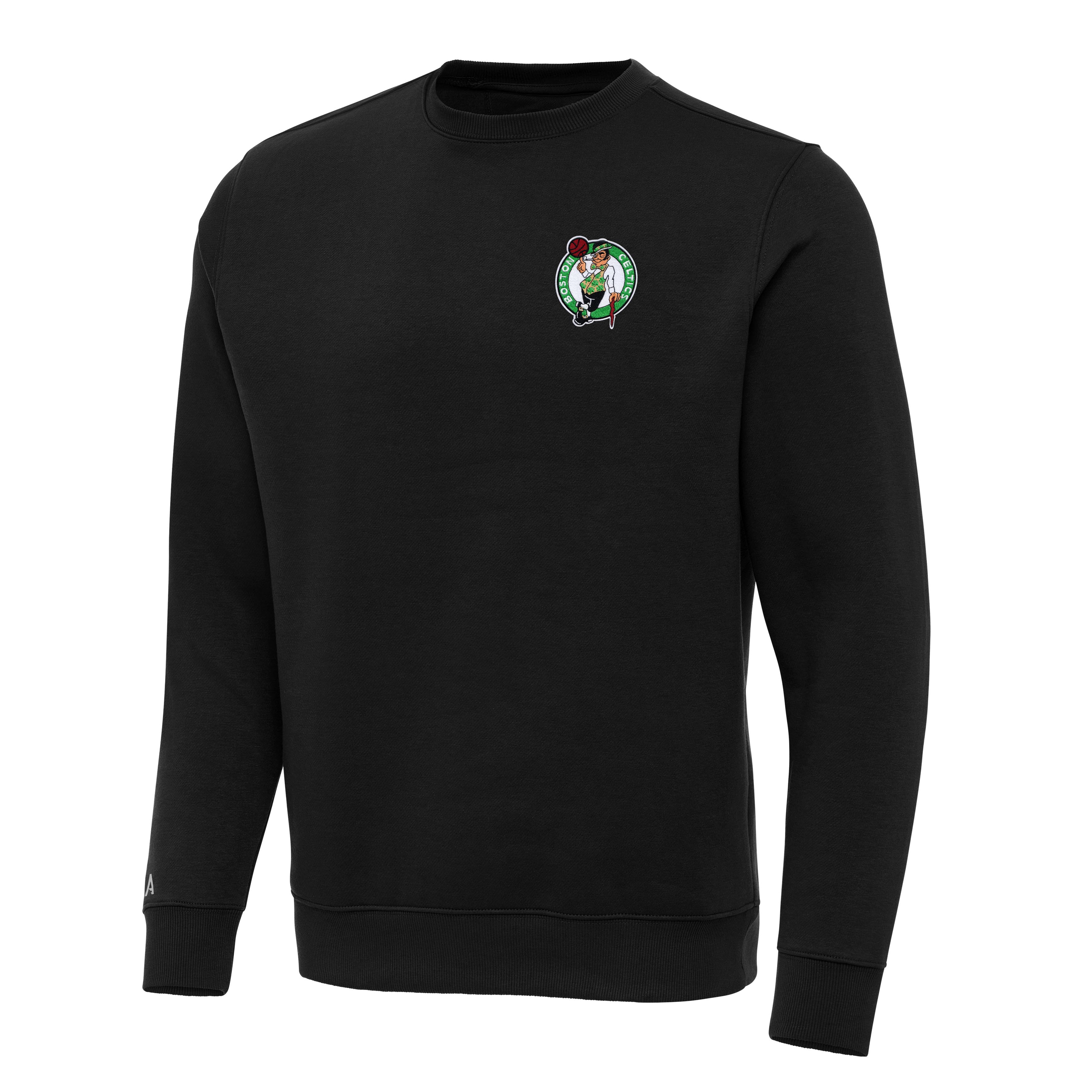 Men's Antigua Black Boston Celtics Big & Tall Victory Crew Neck Pullover Sweatshirt