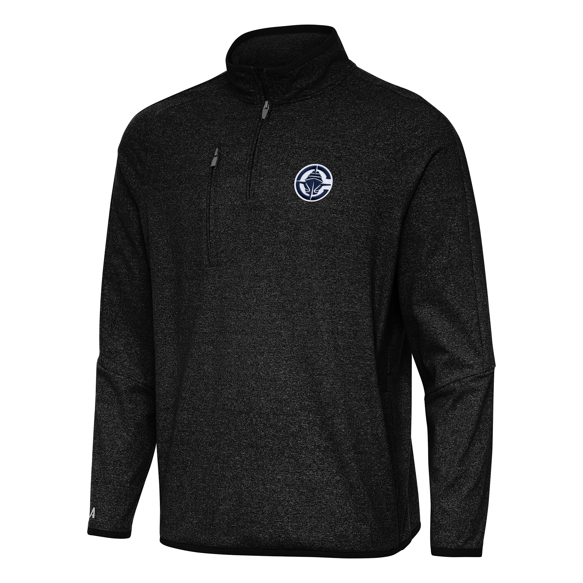 Men's Antigua Heather Black LA Clippers Certain Quarter-Zip Tri-Blend Sweatshirt