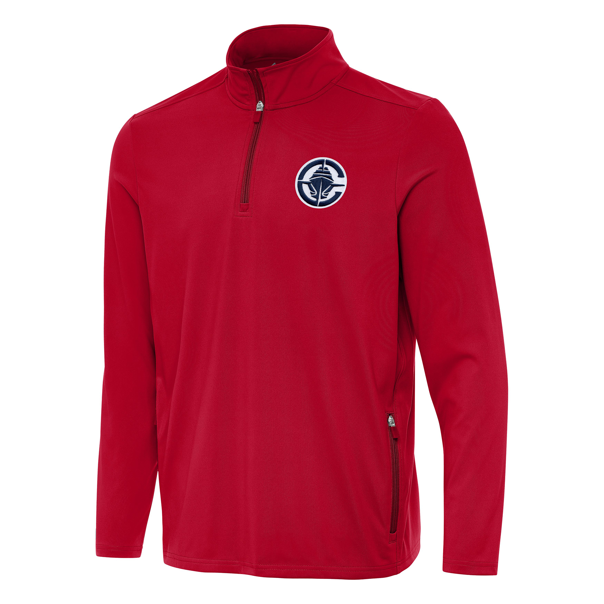 Men's Antigua Red LA Clippers Perilous Quarter-Zip Sweatshirt
