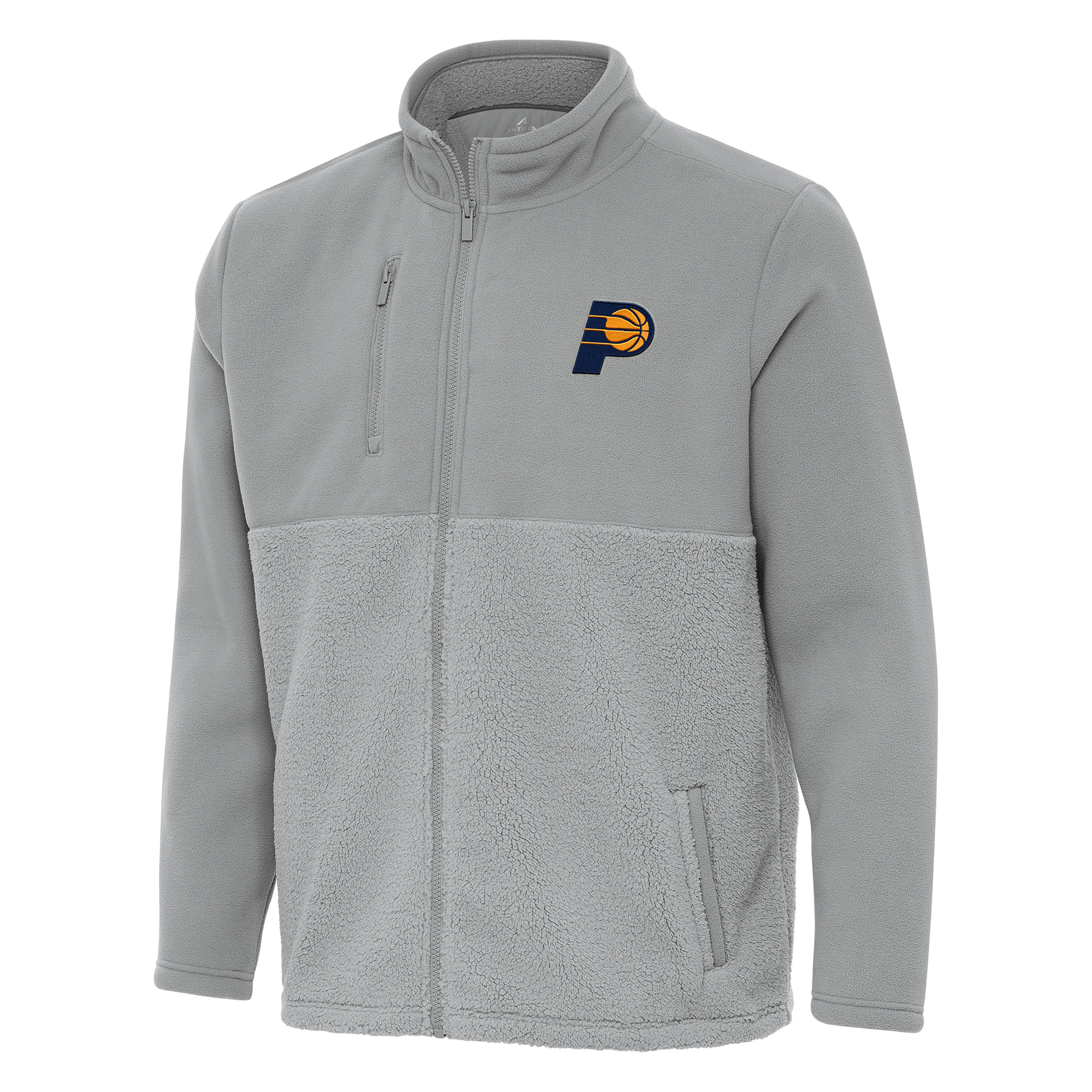 Men's Antigua Gray Indiana Pacers Daily Fused Full-Zip Jacket