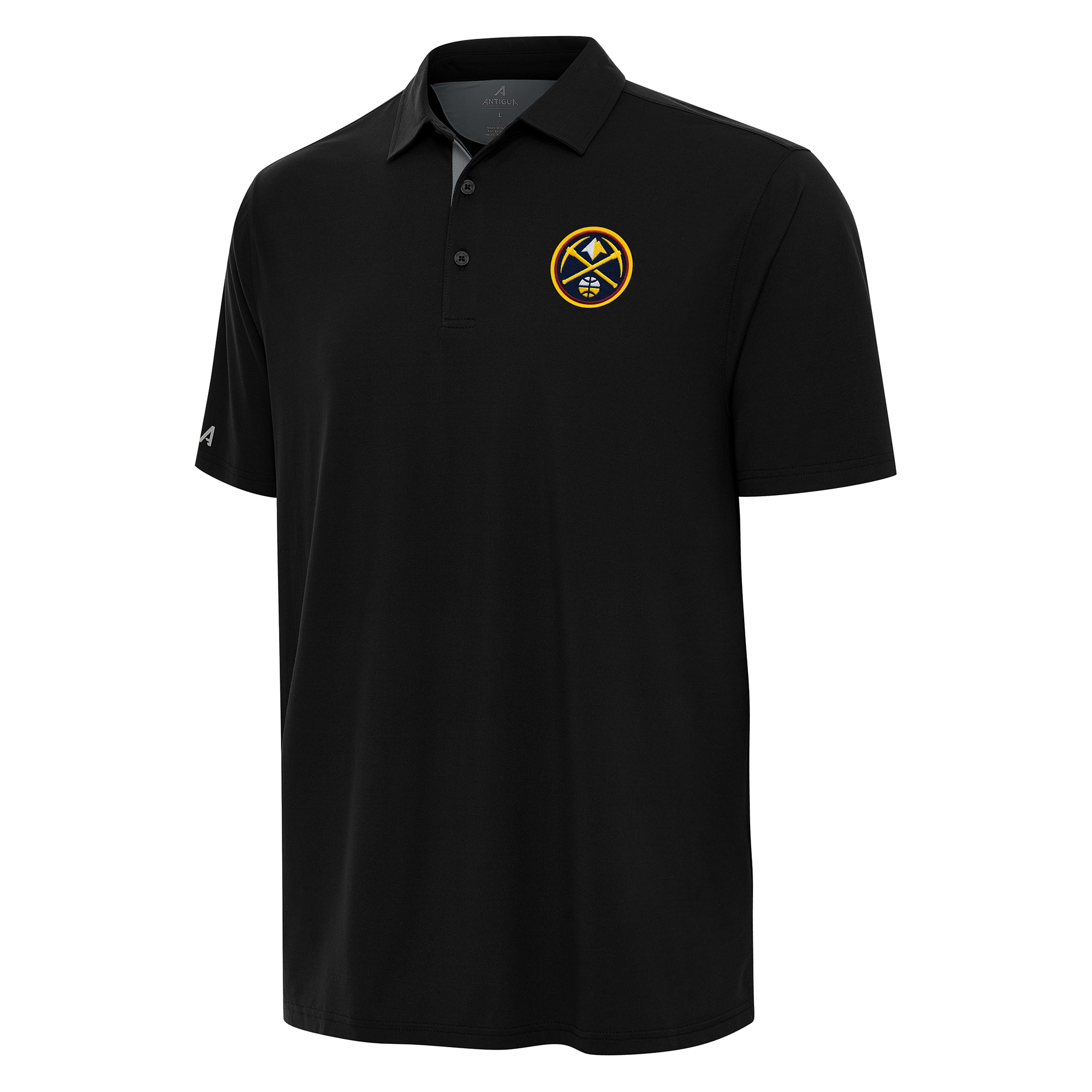 Men's Antigua Black/Gray Denver Nuggets Era Polo