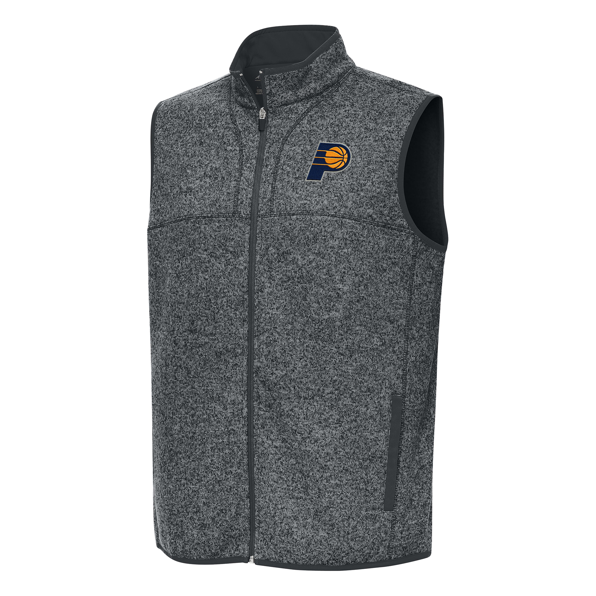 Men's Antigua Heather Charcoal Indiana Pacers Fortune Full-Zip Vest