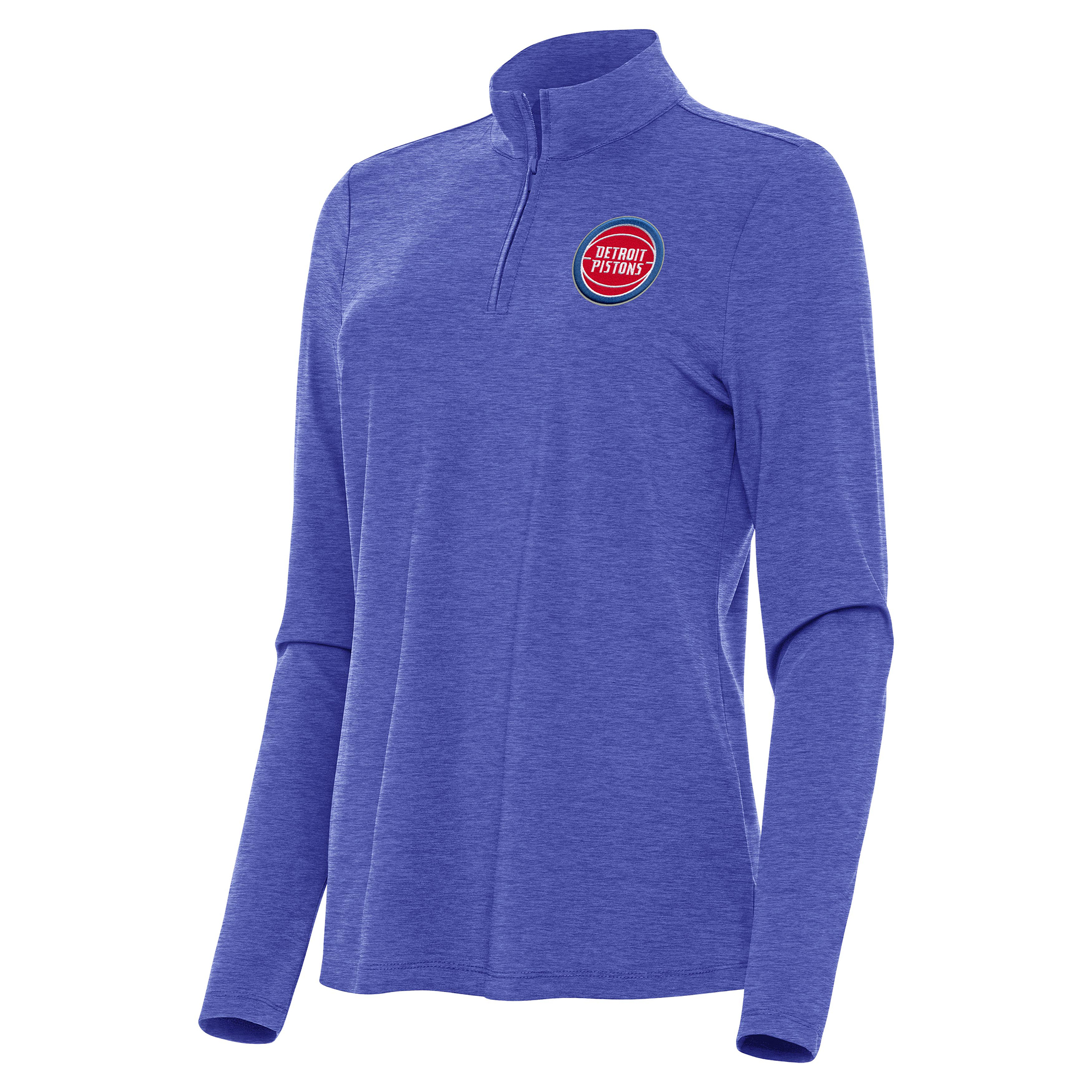 Women's Antigua Heather Royal Detroit Pistons Bright Quarter-Zip Top