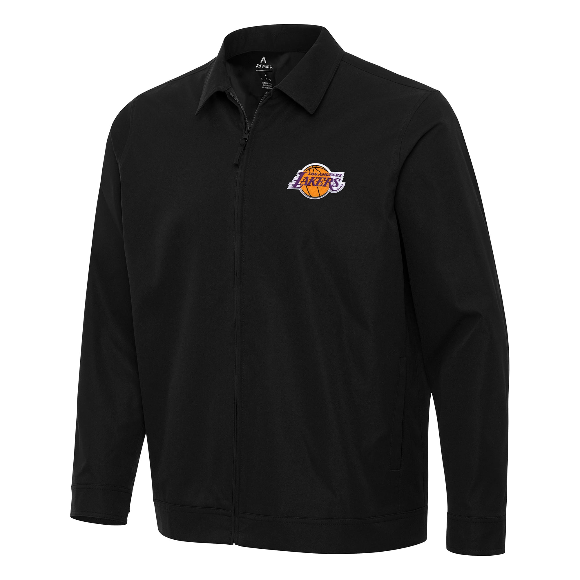 Men's Antigua Black Los Angeles Lakers Pivot Full-Zip Jacket