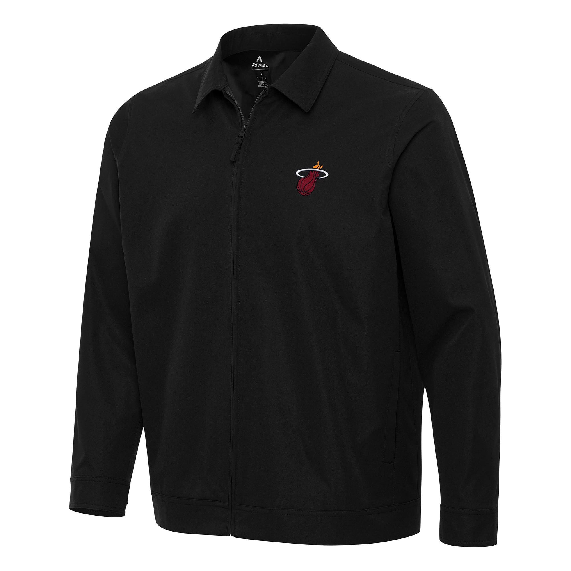 Men's Antigua Black Miami Heat Pivot Full-Zip Jacket