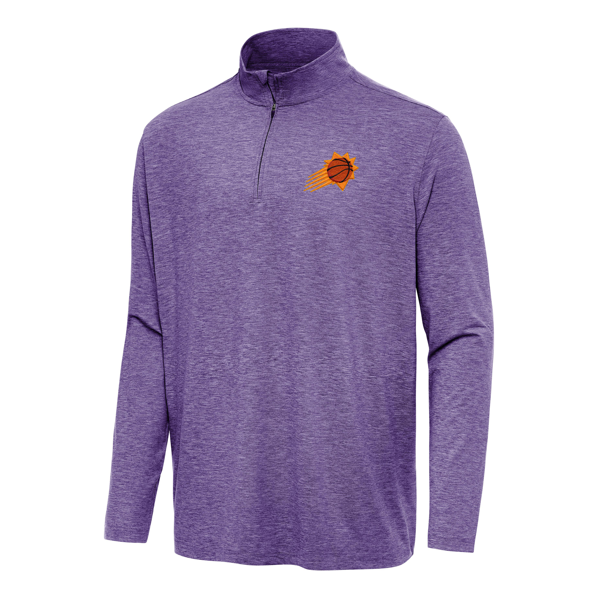 Men's Antigua Heather Purple Phoenix Suns Hunk Quarter-Zip Top