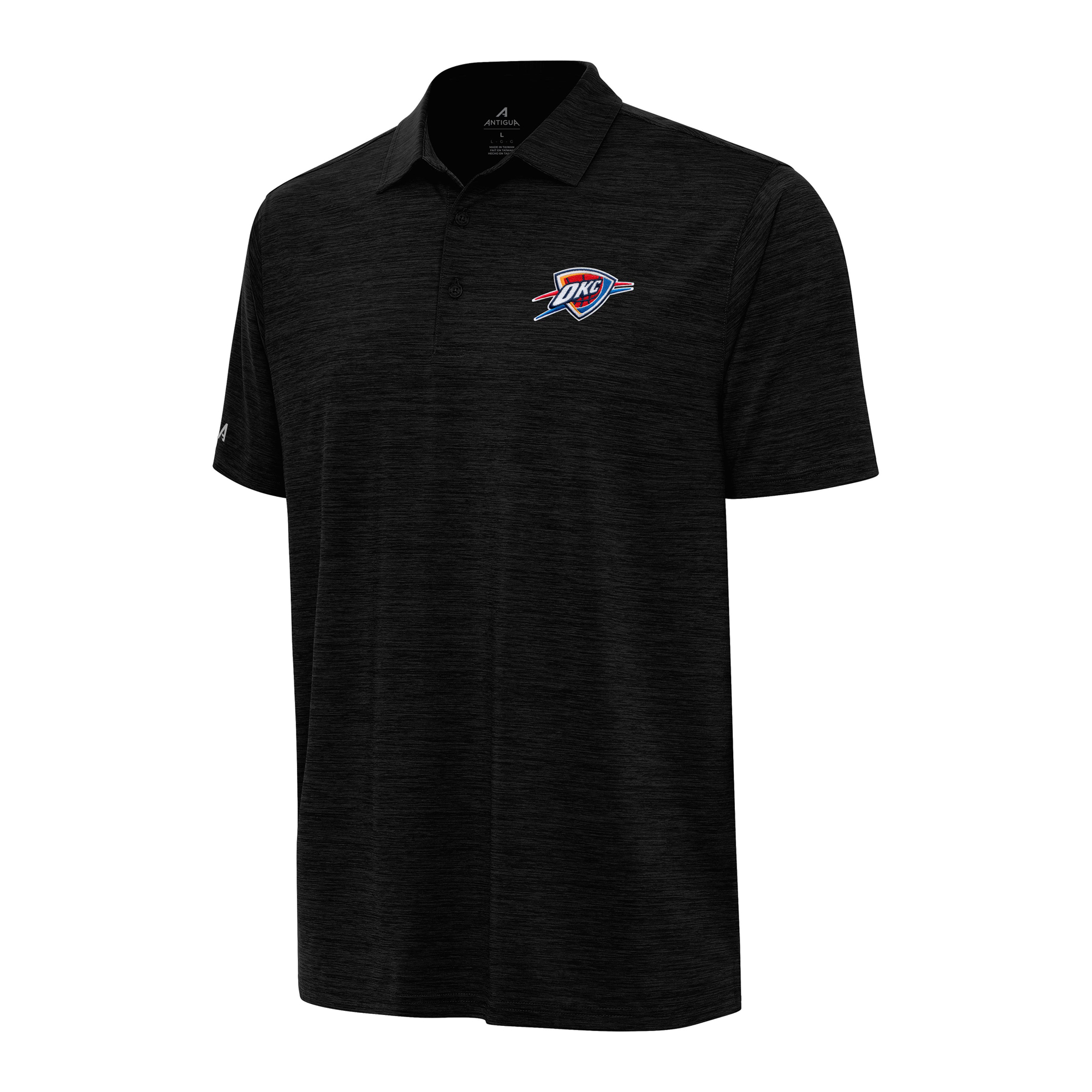 Men's Antigua Heather Black Oklahoma City Thunder Layout Polo