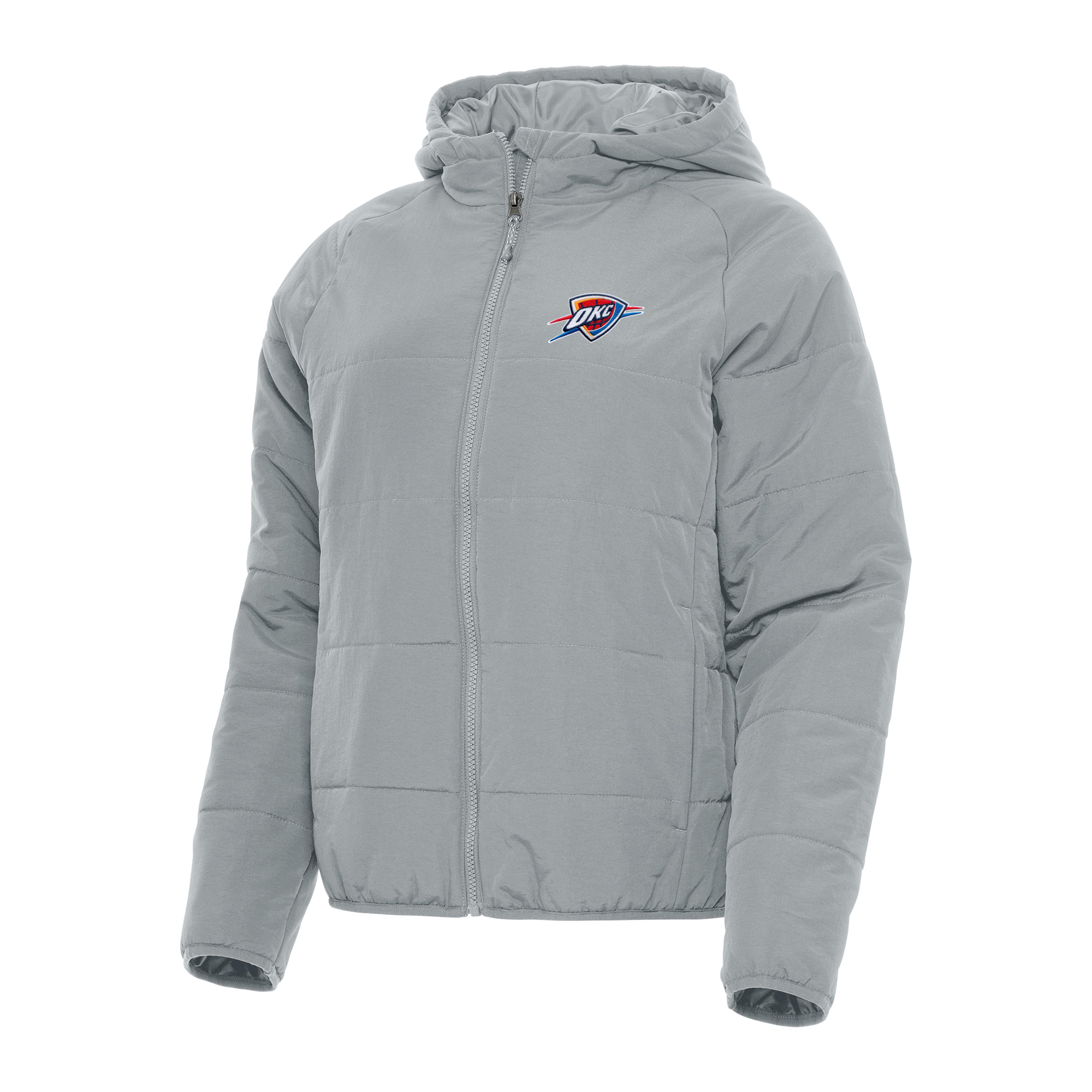 Women's Antigua Gray Oklahoma City Thunder Universe Full-Zip Puffer Jacket