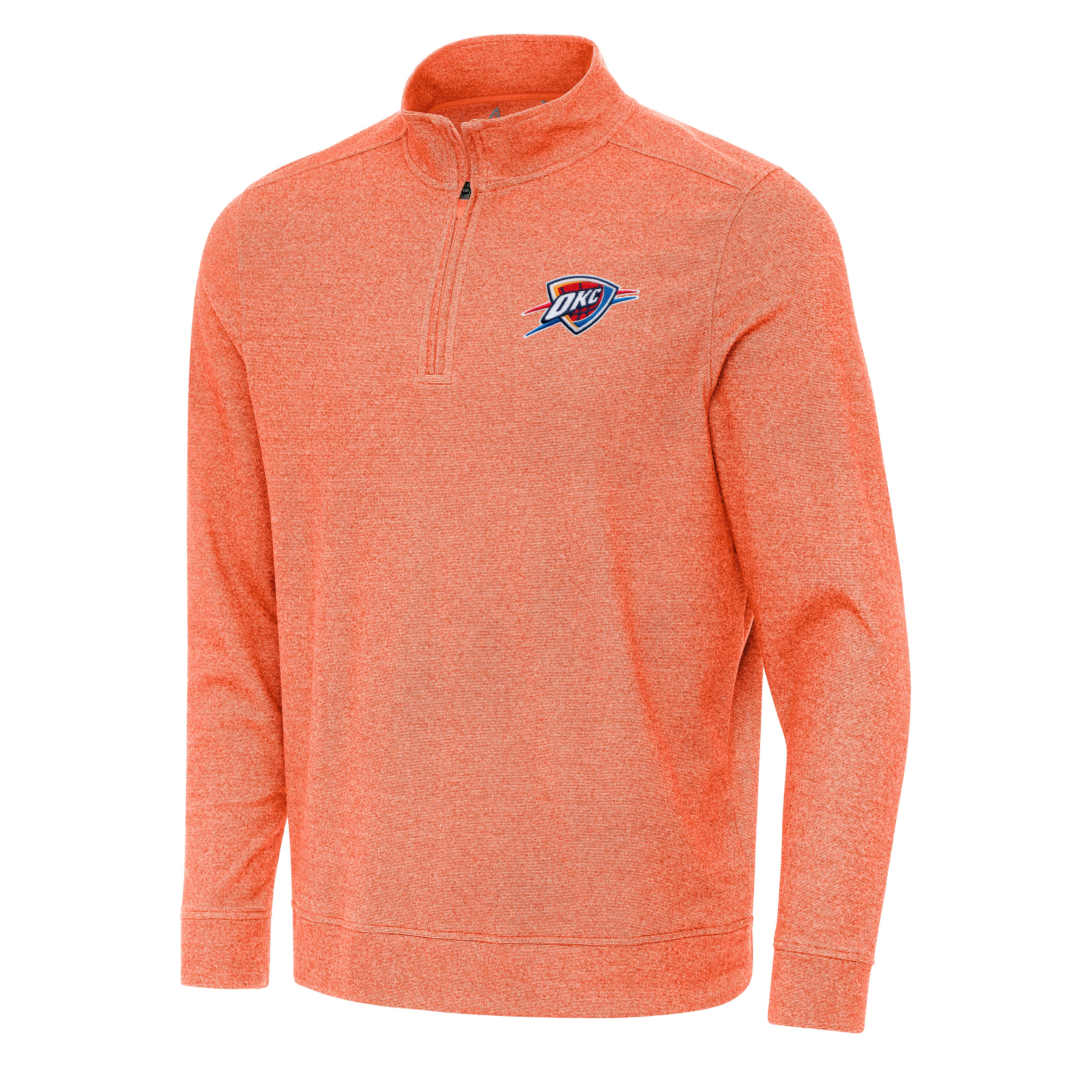 Men's Antigua Heather Orange Oklahoma City Thunder Subtle Quarter-Zip Sweatshirt