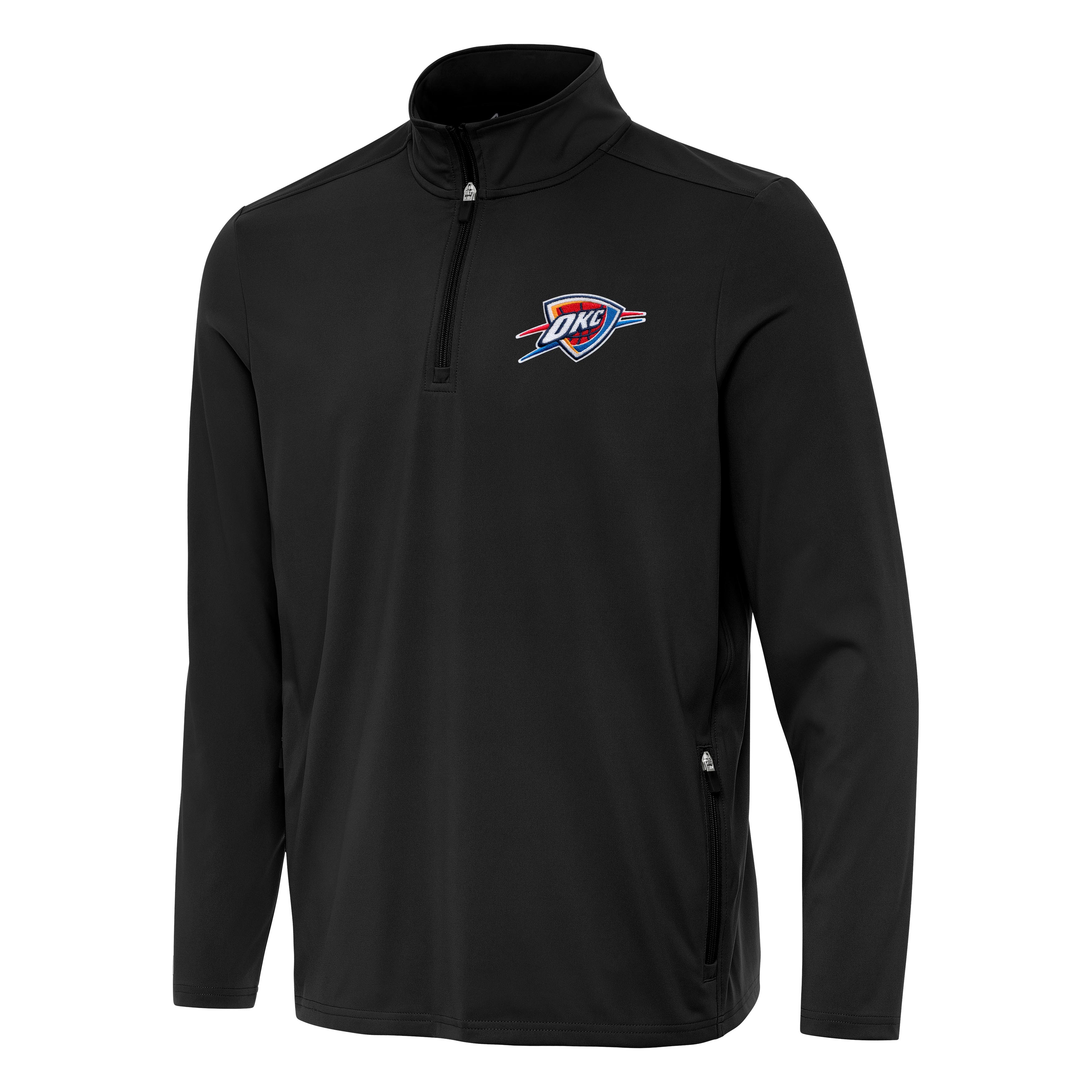 Men's Antigua Black Oklahoma City Thunder Perilous Quarter-Zip Sweatshirt