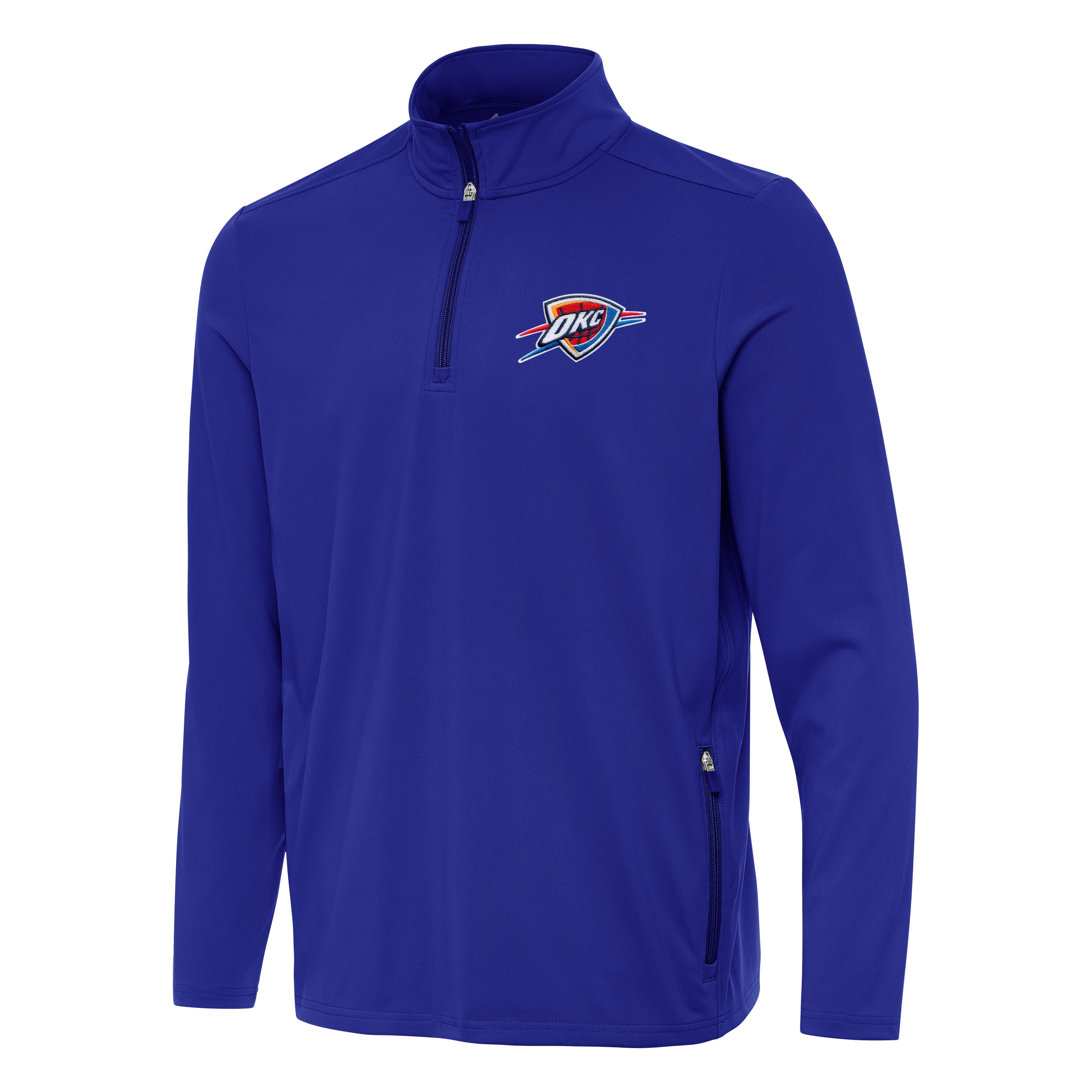 Men's Antigua Royal Oklahoma City Thunder Perilous Quarter-Zip Sweatshirt