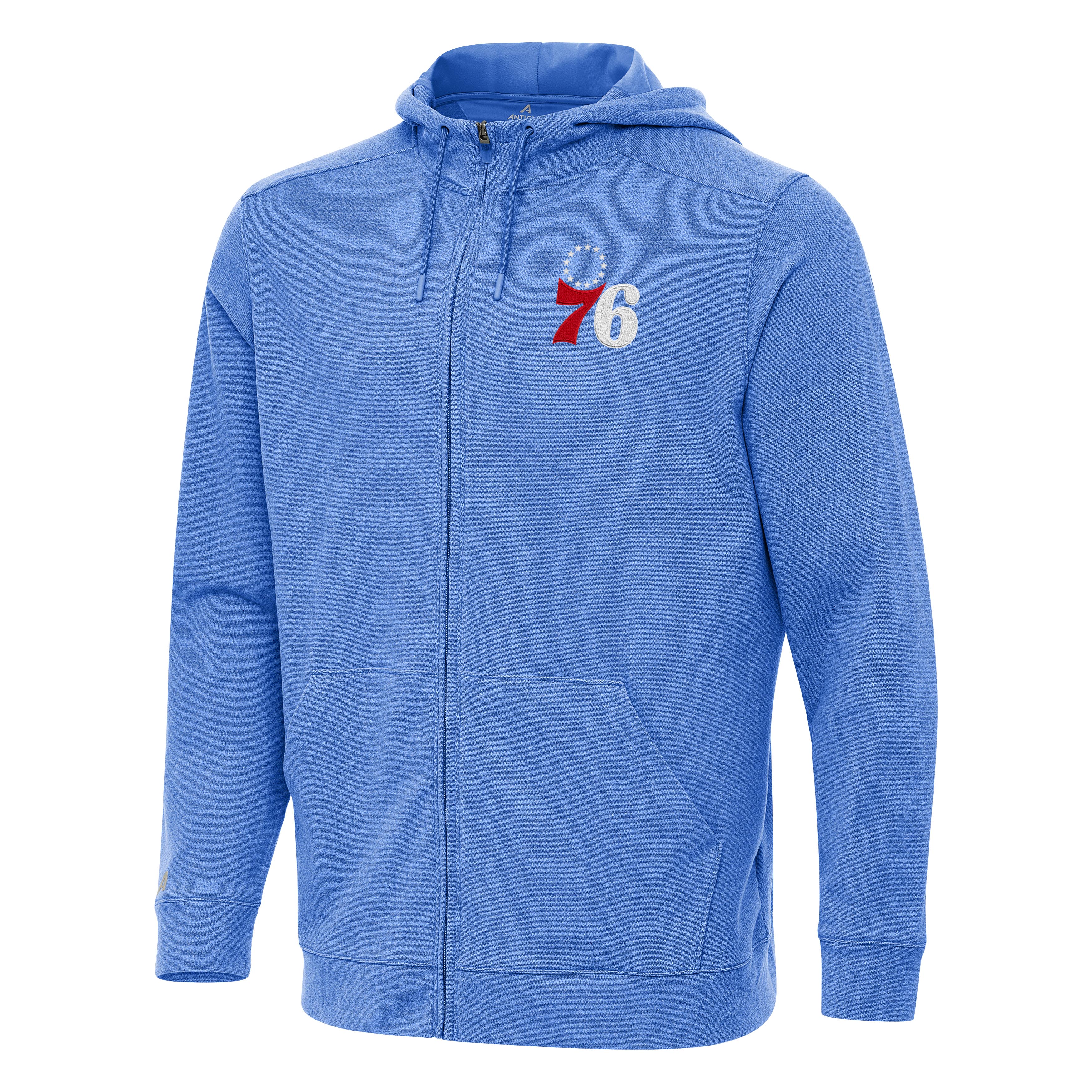 Men's Antigua Heather Royal Philadelphia 76ers Effortless Full-Zip Hoodie Jacket