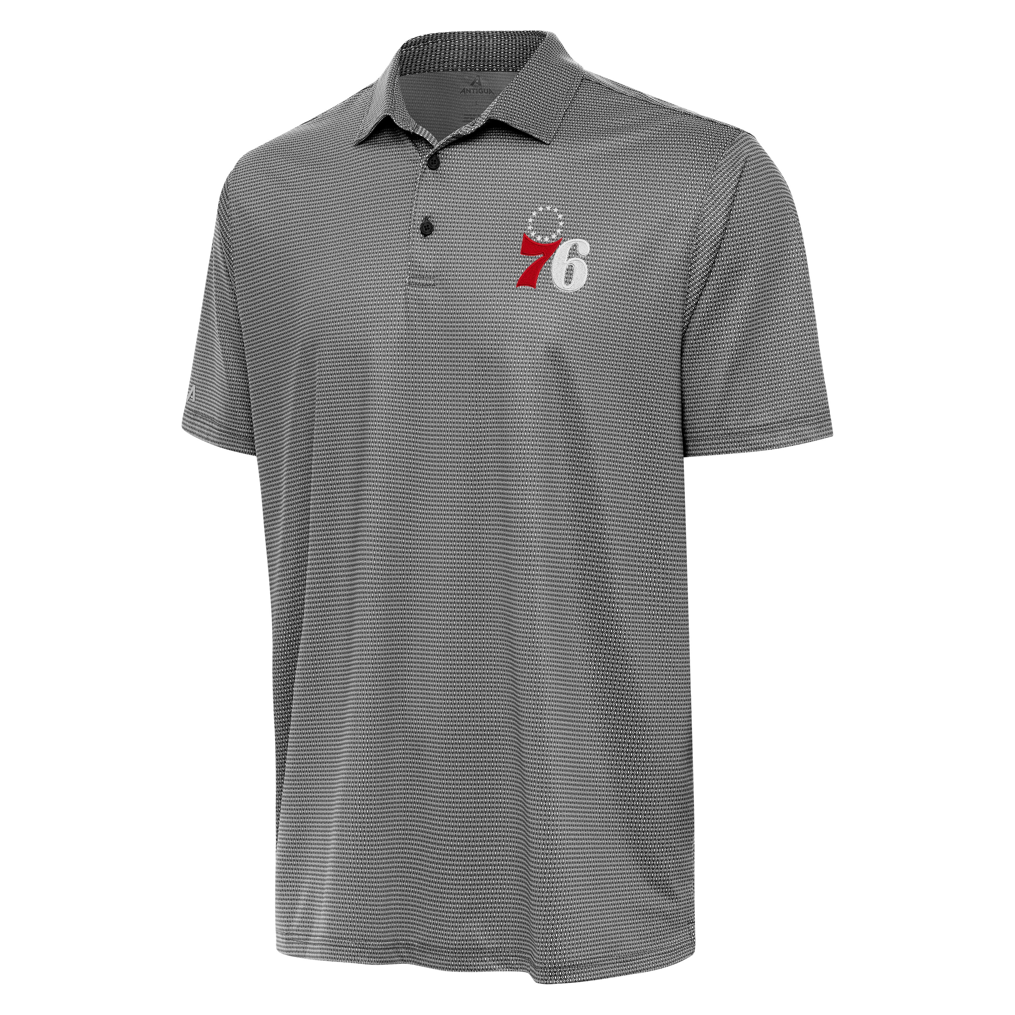 Men's Antigua Black/White Philadelphia 76ers Rings Polo
