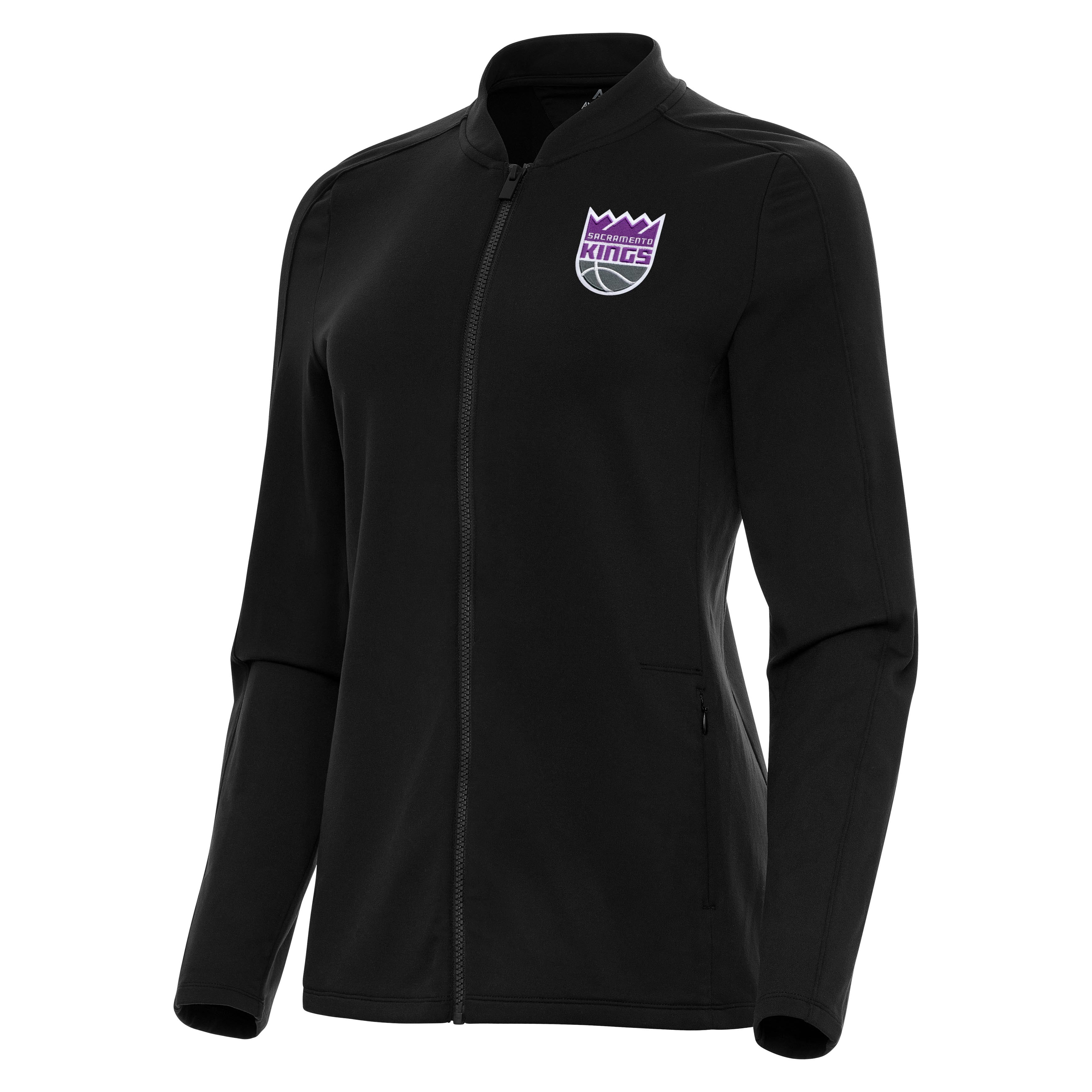 Women's Antigua Black Sacramento Kings Continual Full-Zip Jacket
