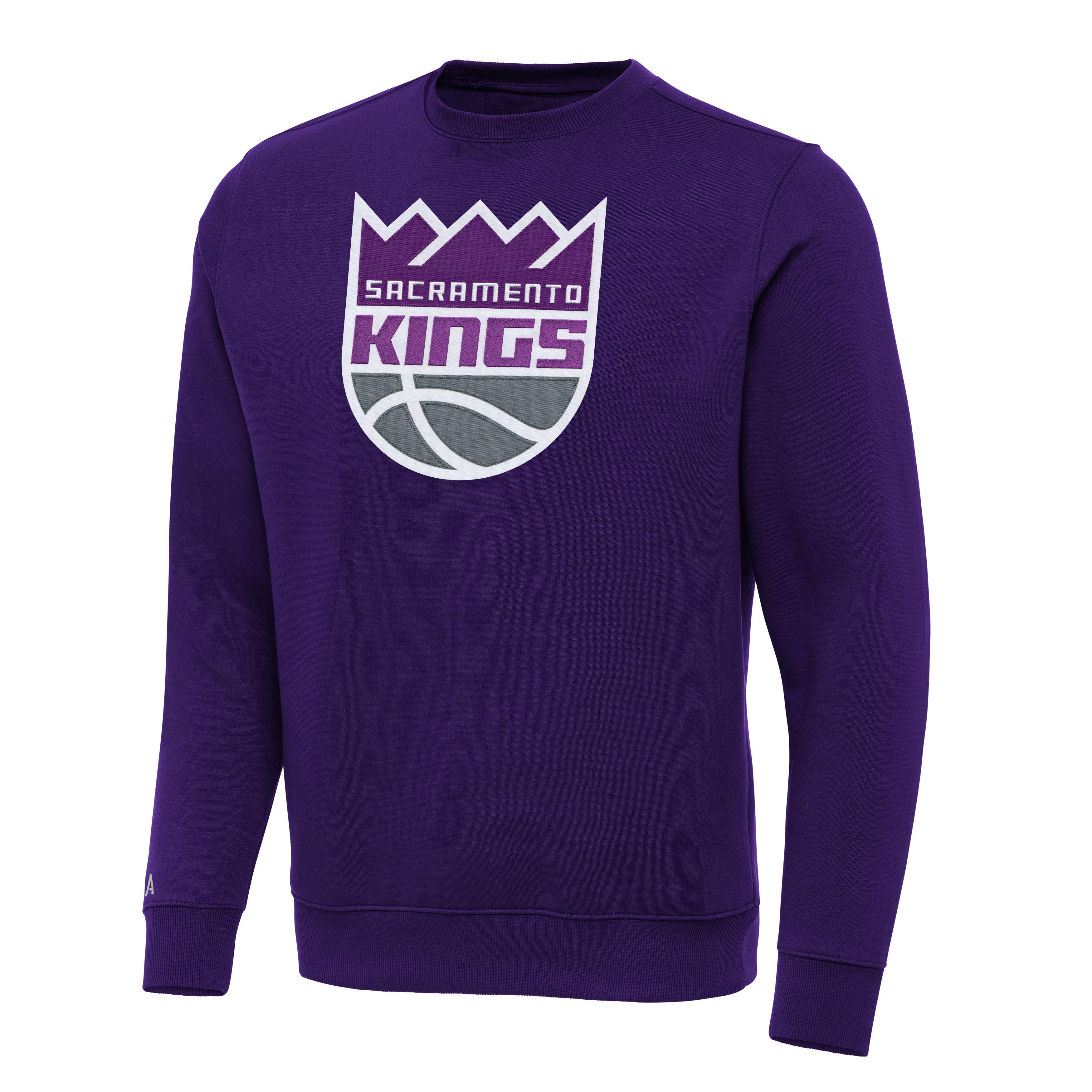 Men's Antigua Purple Sacramento Kings Victory Crewneck Pullover Sweatshirt