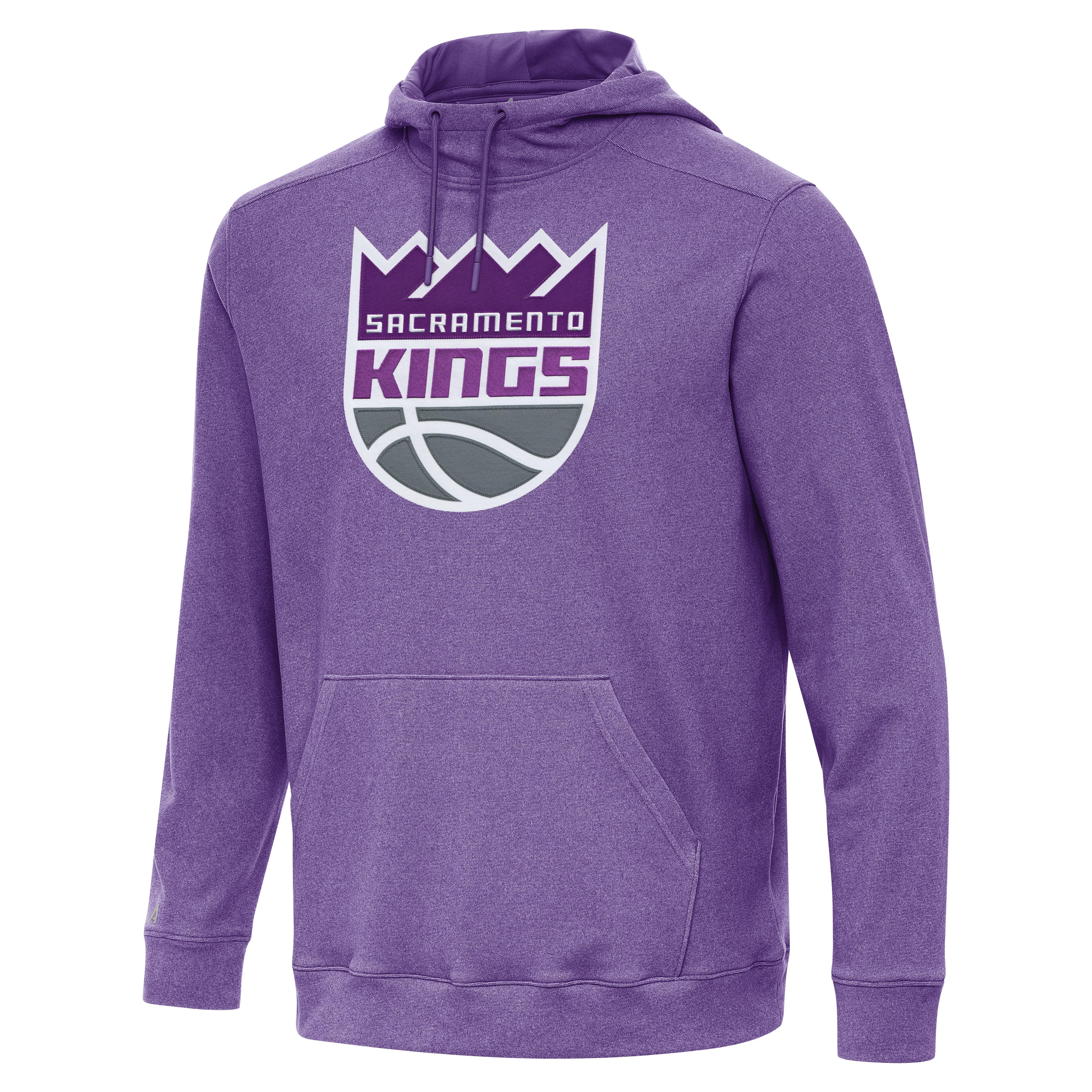 Men's Antigua Heather Purple Sacramento Kings Cloud Pullover Hoodie