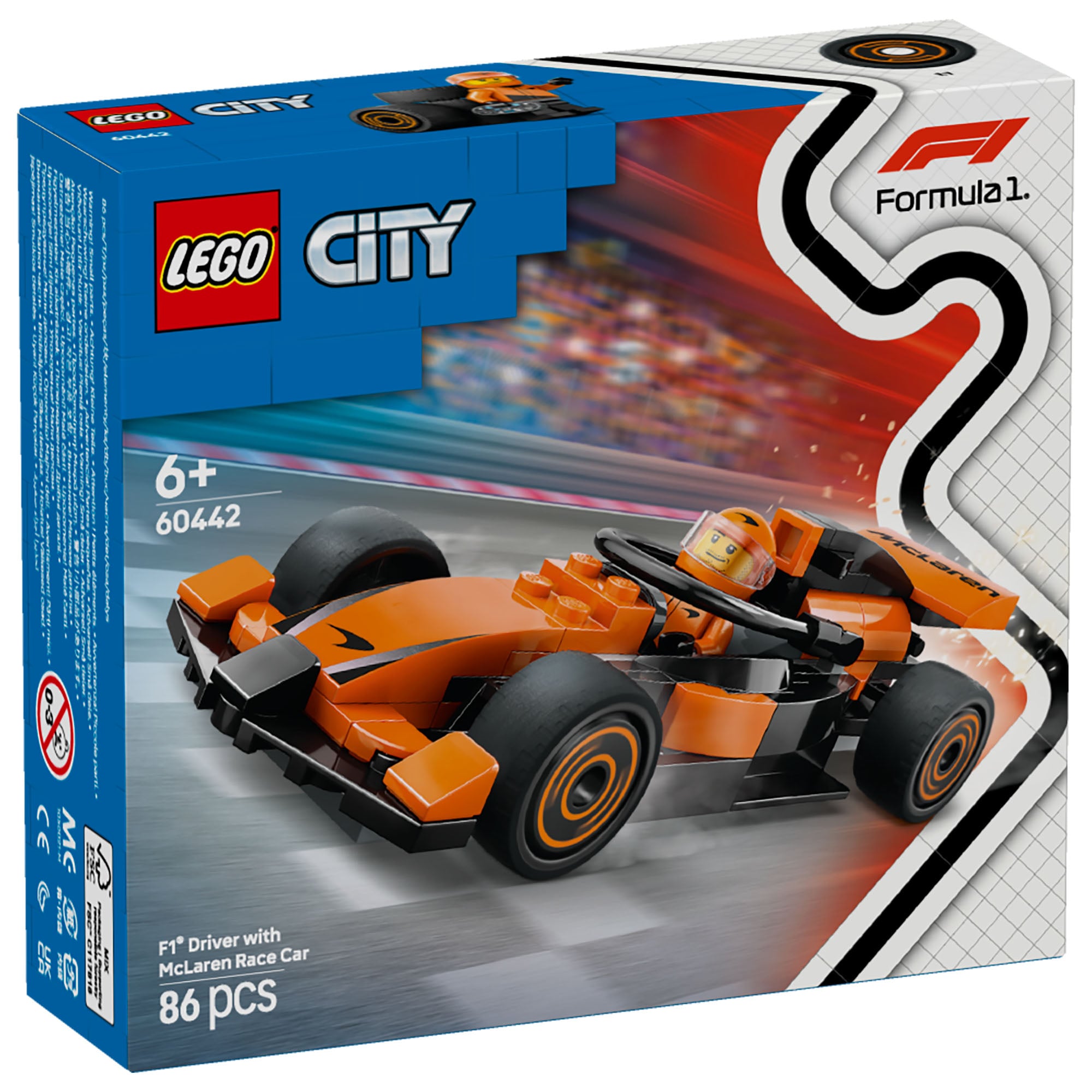 Lego City 60442 F1 Driver With Mclaren Race Car Construction Playset