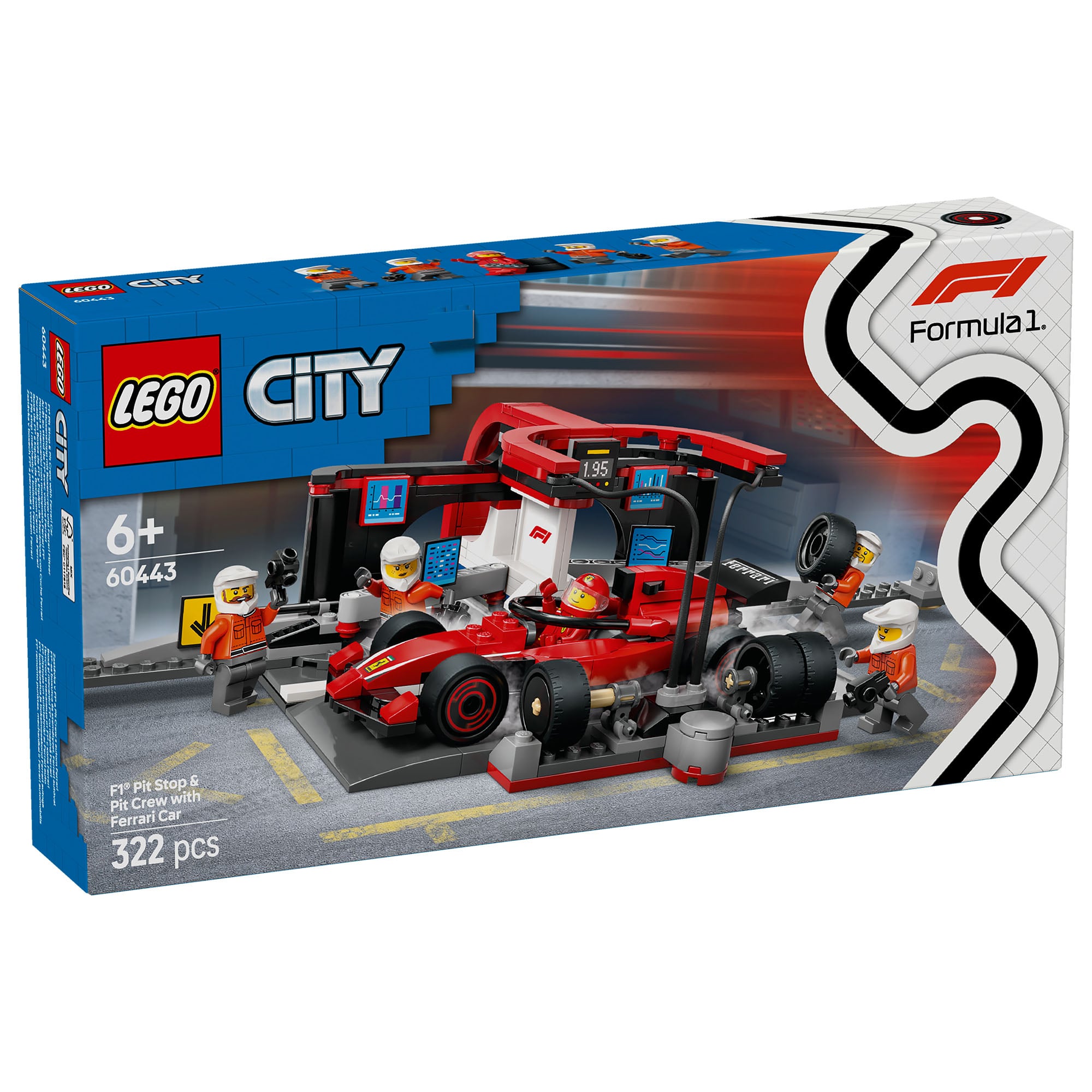 Lego City 60443 F1 Pit Stop & Pit Crew With Ferrari Car Construction Playset