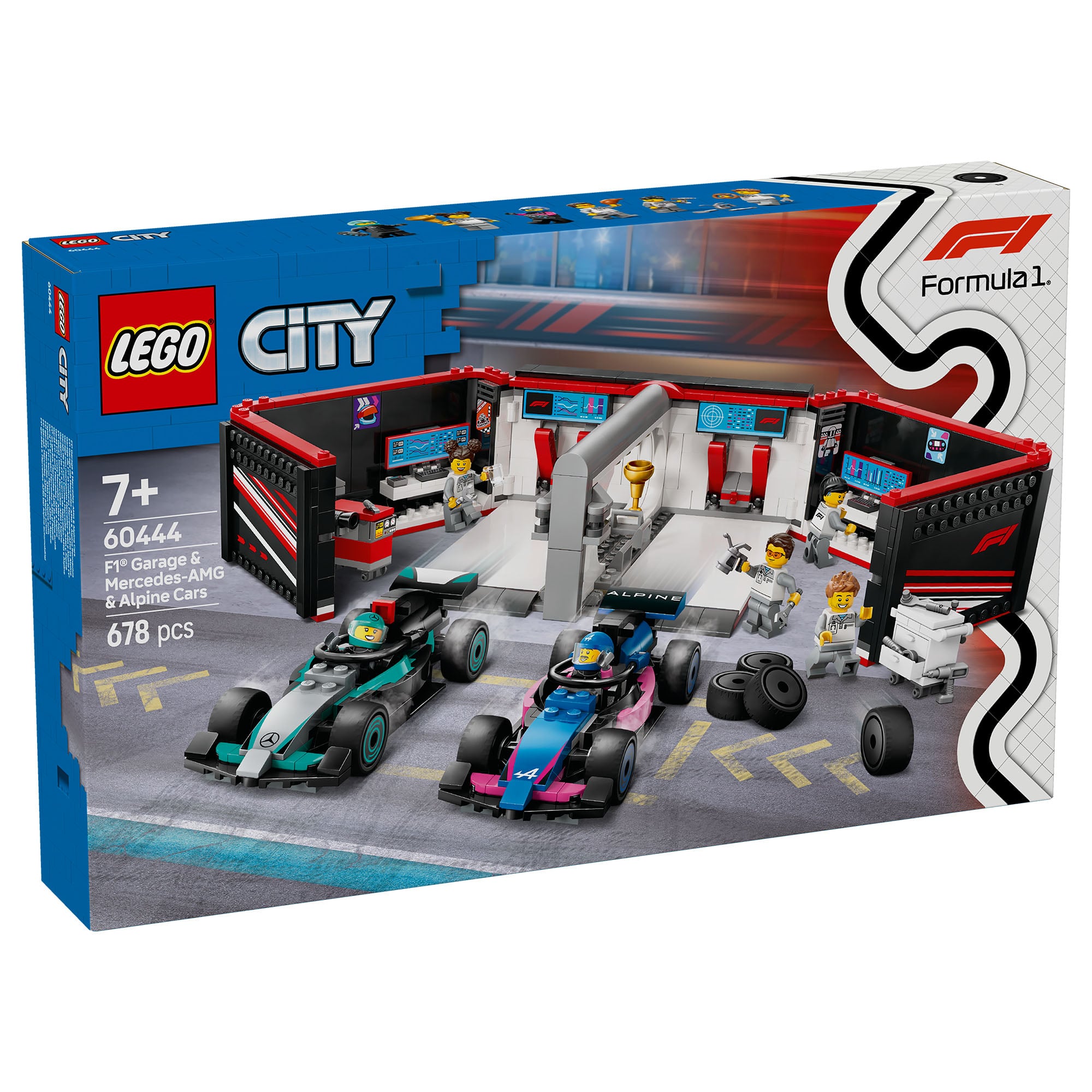 Garaje F1® LEGO® y autos Mercedes-AMG y Alpine