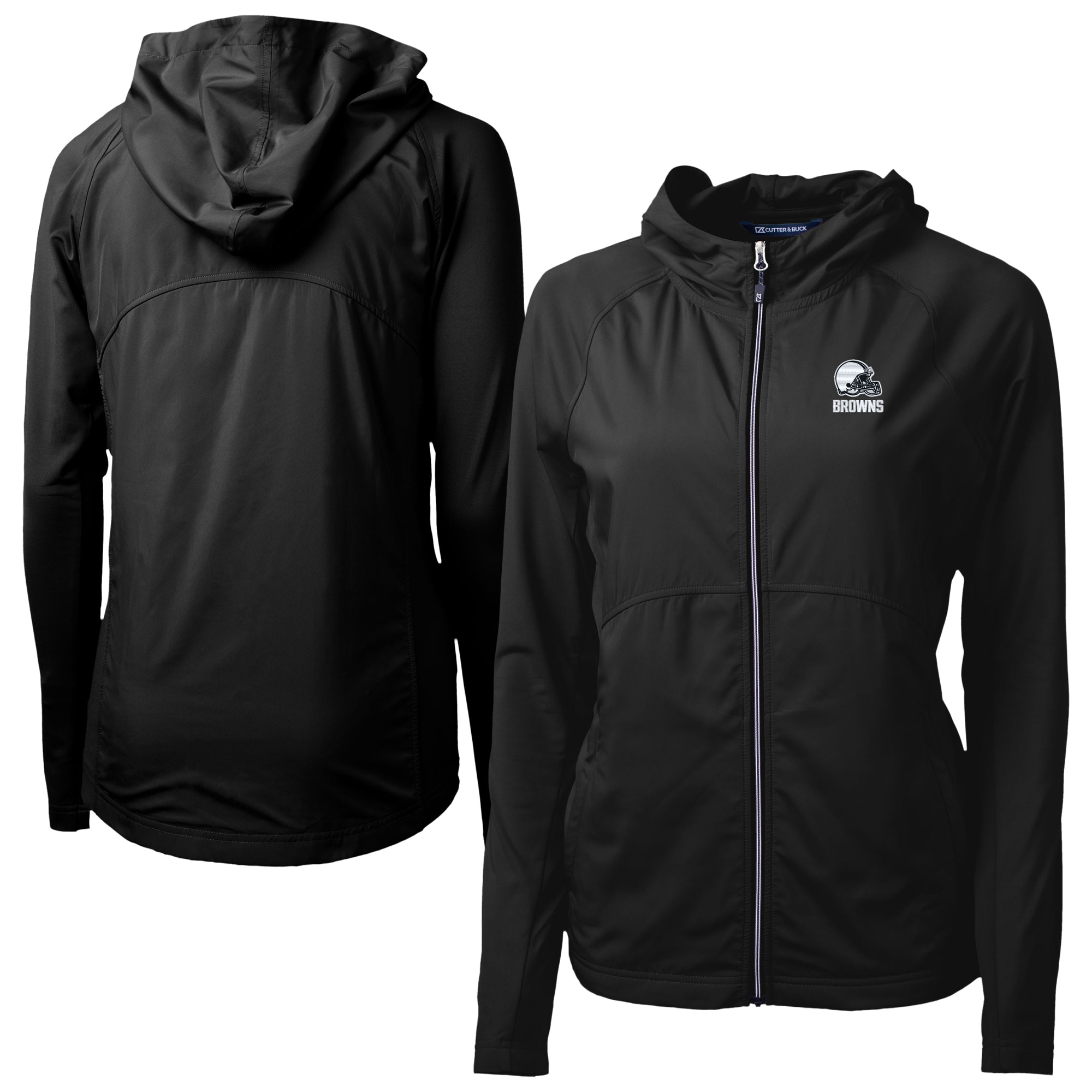 Women's Cutter & Buck Black Cleveland Browns Adapt Eco Knit Hybrid Recycled Full-Zip Jacket