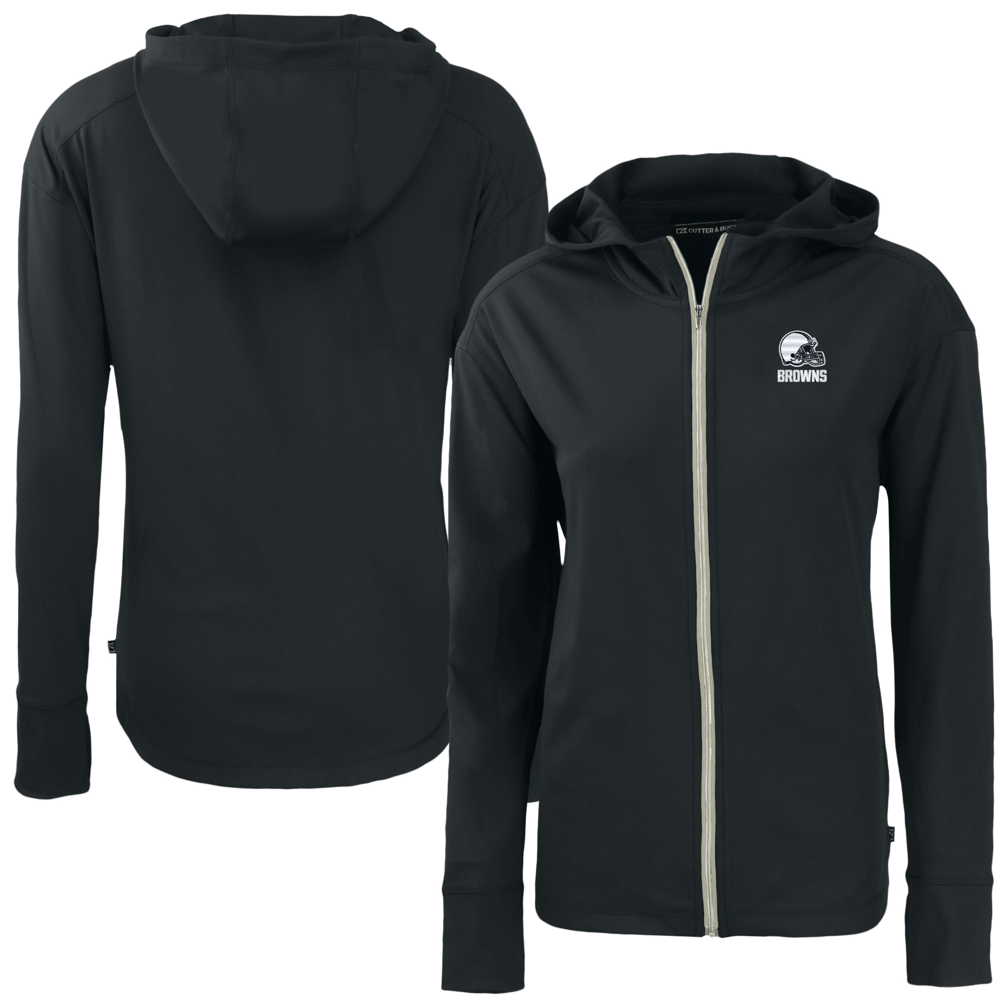 Women's Cutter & Buck Black Cleveland Browns Daybreak Eco Recycled Full-Zip Hoodie