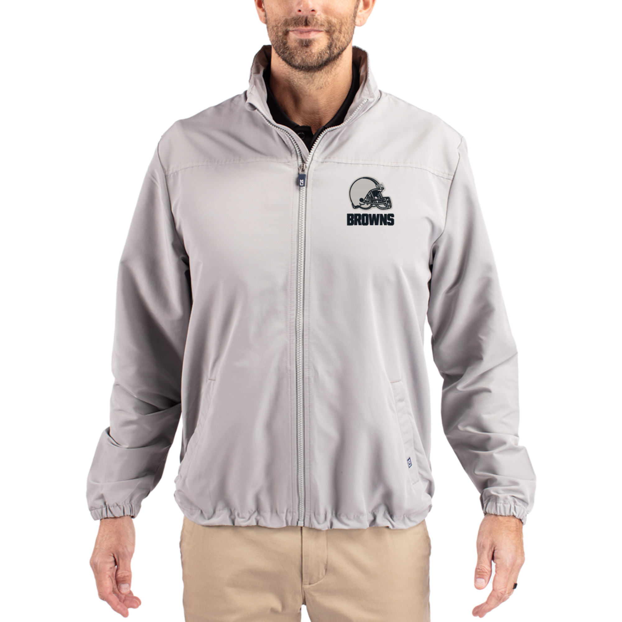 Men's Cutter & Buck  Gray Cleveland Browns Charter Eco Recycled Full-Zip Hoodie Jacket