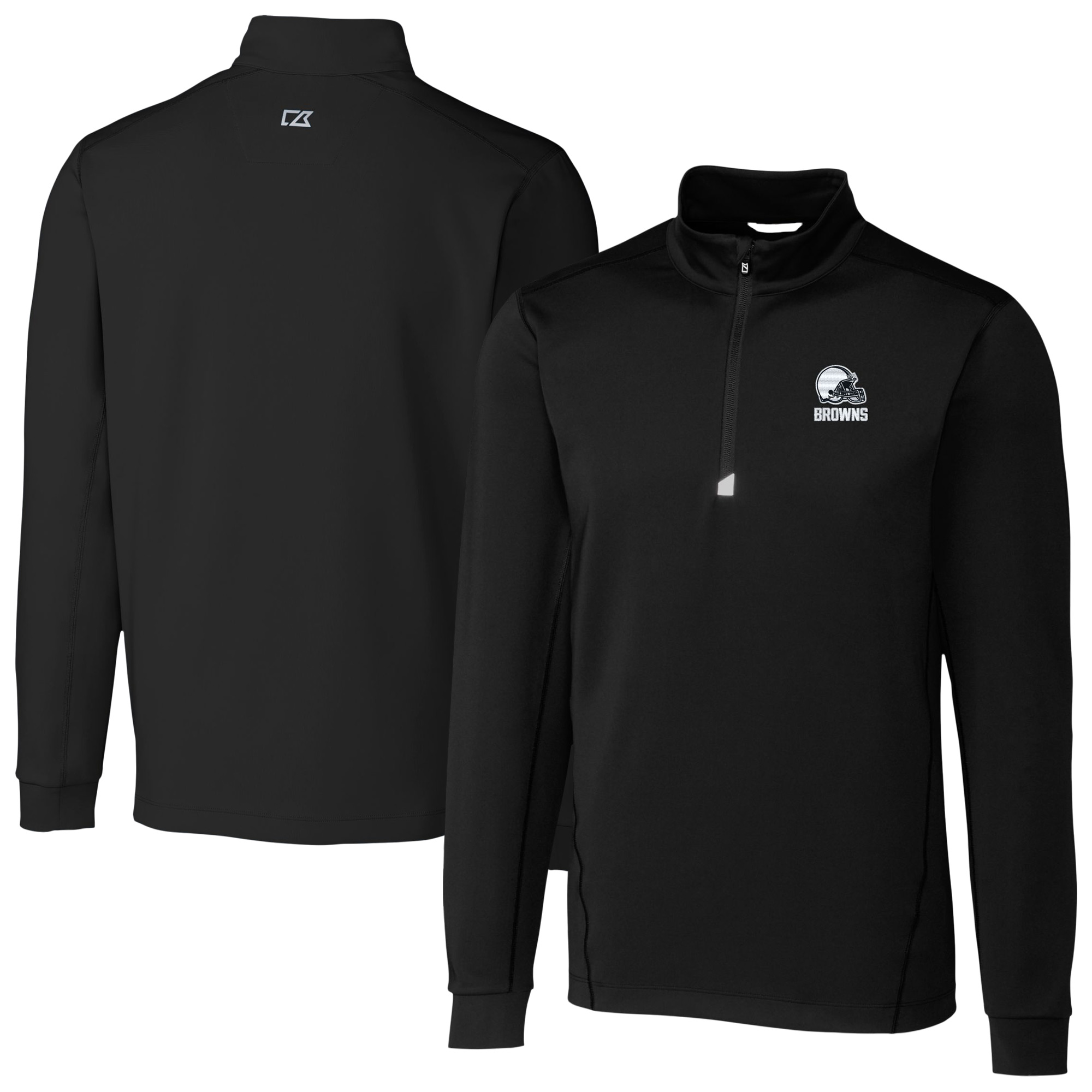 Men's Cutter & Buck Black Cleveland Browns Big & Tall Traverse Stretch Eco Quarter-Zip Pullover Top