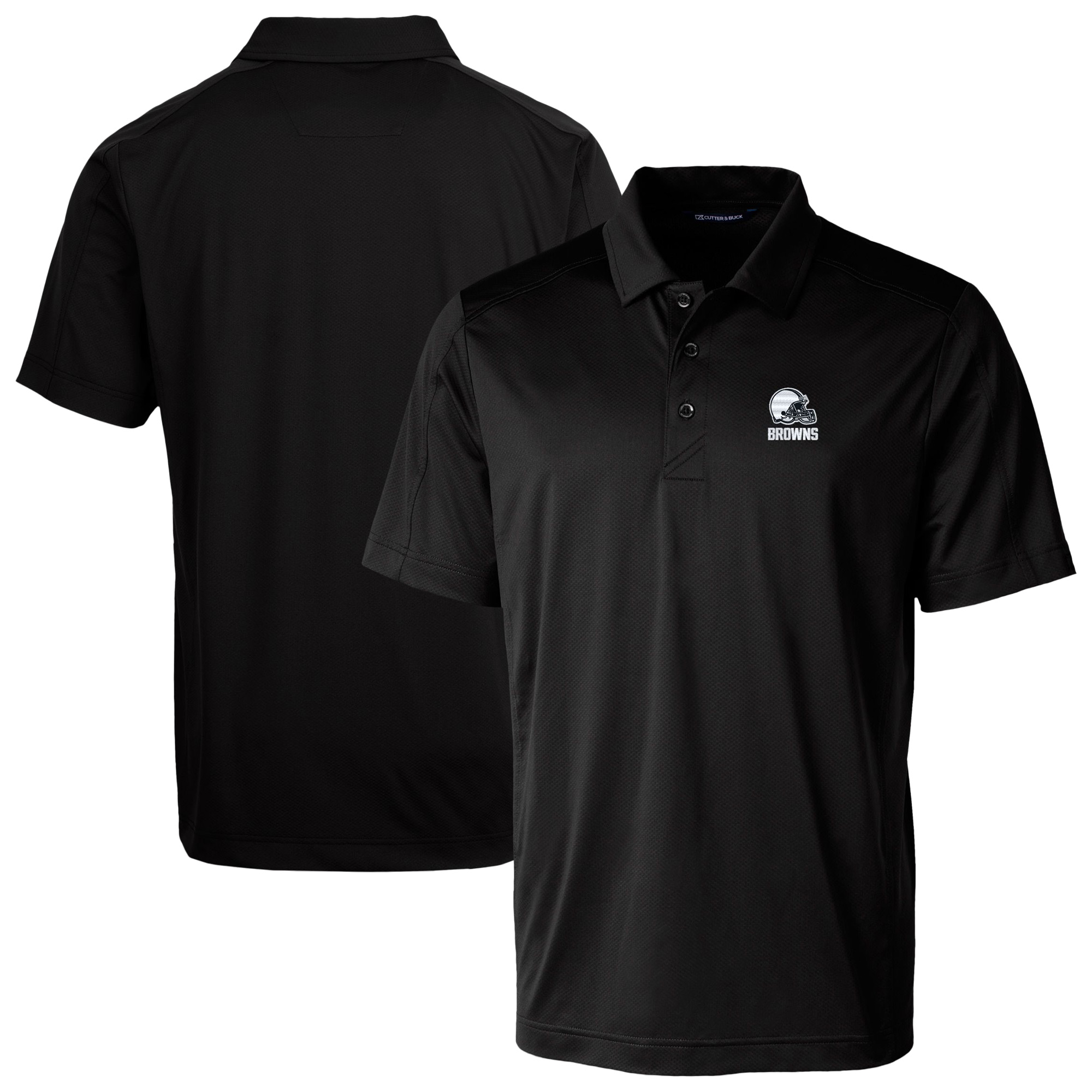 Men's Cutter & Buck Black Cleveland Browns Big & Tall Prospect Eco Textured Stretch Recycled Polo