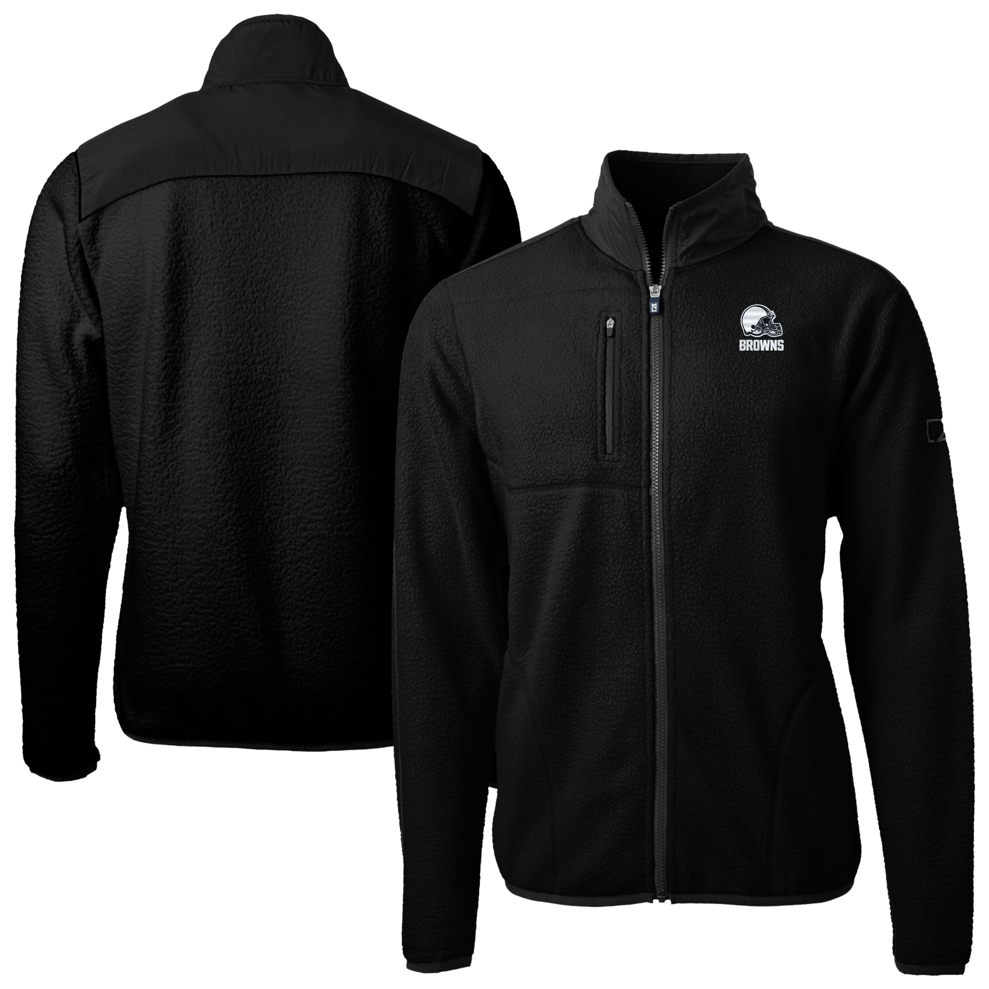 Men's Cutter & Buck Black Cleveland Browns Big & Tall Cascade Eco Sherpa Fleece Full-Zip Jacket