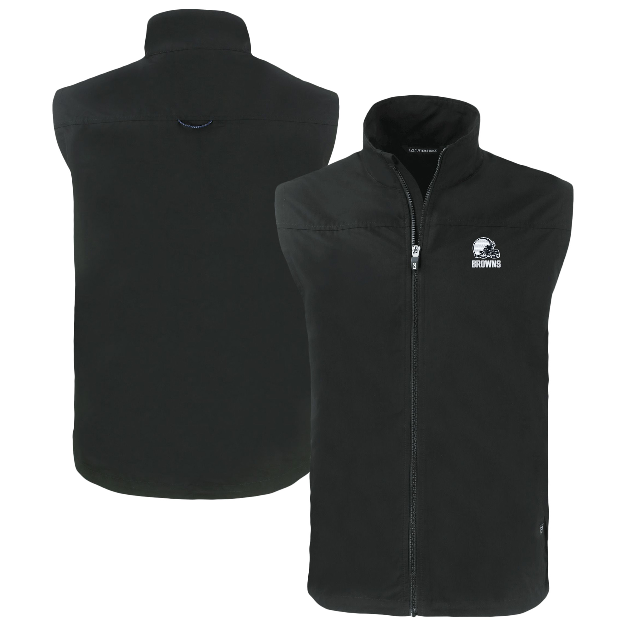 Men's Cutter & Buck Black Cleveland Browns Big & Tall Charter Eco Full-Zip Vest