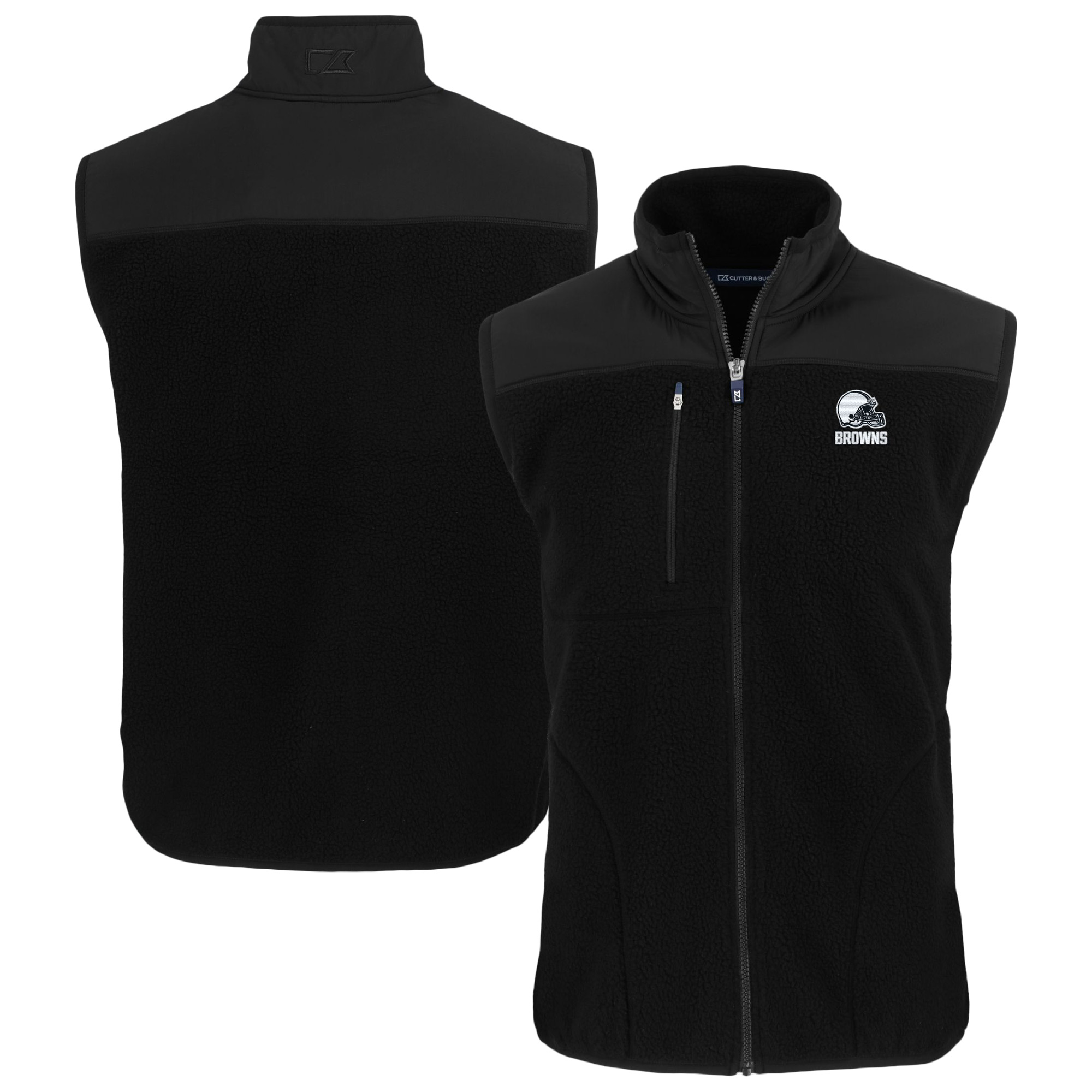 Men's Cutter & Buck Black Cleveland Browns Big & Tall Cascade Eco Sherpa Fleece Full-Zip Vest