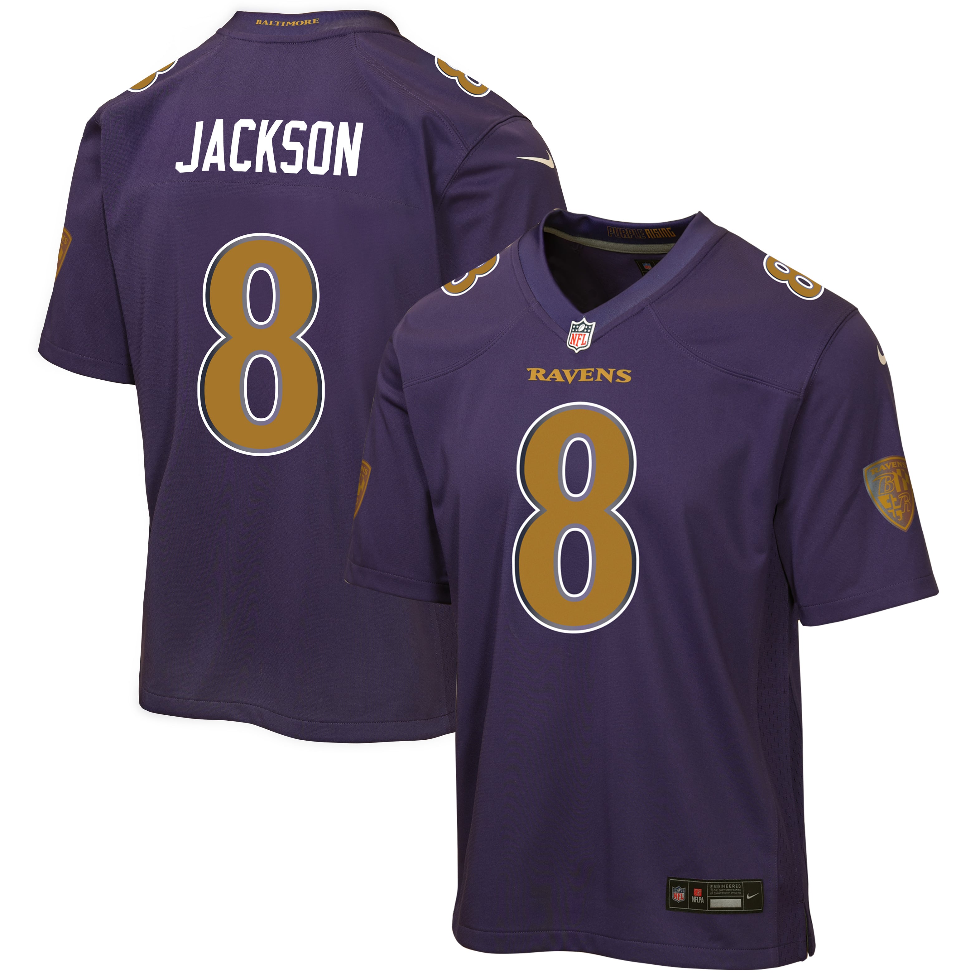 Youth Nike Lamar Jackson Purple Baltimore Ravens Alternate 2 Game Jersey