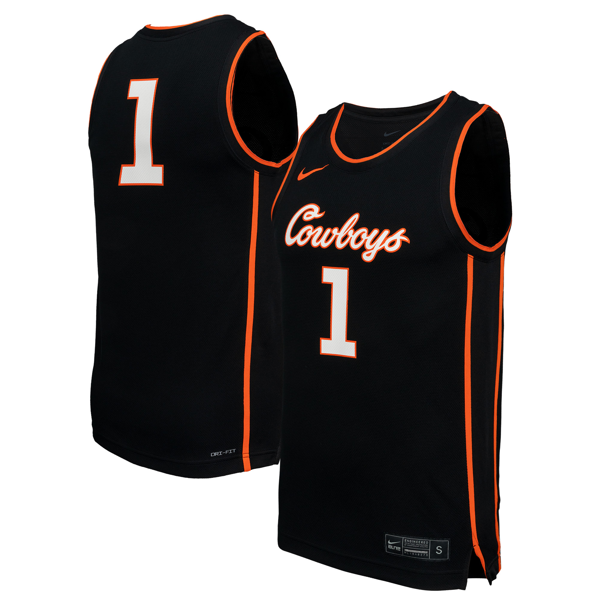 Men's Nike #1 Black Oklahoma State Cowboys Replica Basketball Jersey
