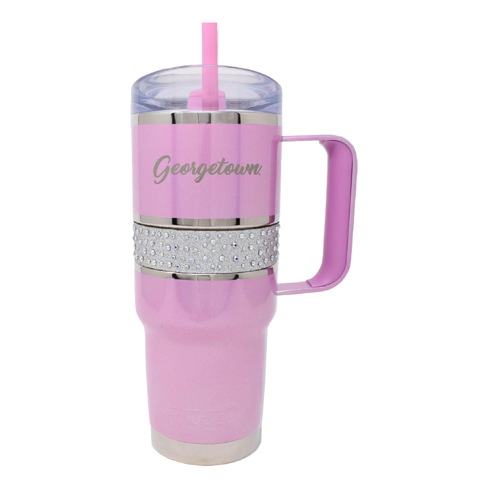 Pink Georgetown Hoyas 32oz. MyBevi Rhinestone Hollywood Travel Mug
