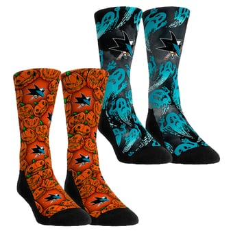 Youth Rock Em  Orange San Jose Sharks Halloween Crew Socks 2-Pack Set