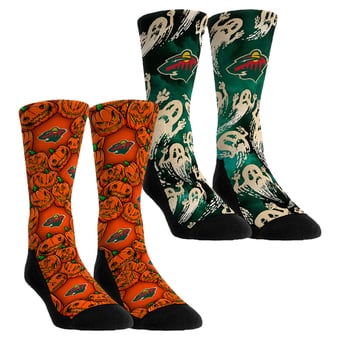 Youth Rock Em  Orange Minnesota Wild Halloween Crew Socks 2-Pack Set