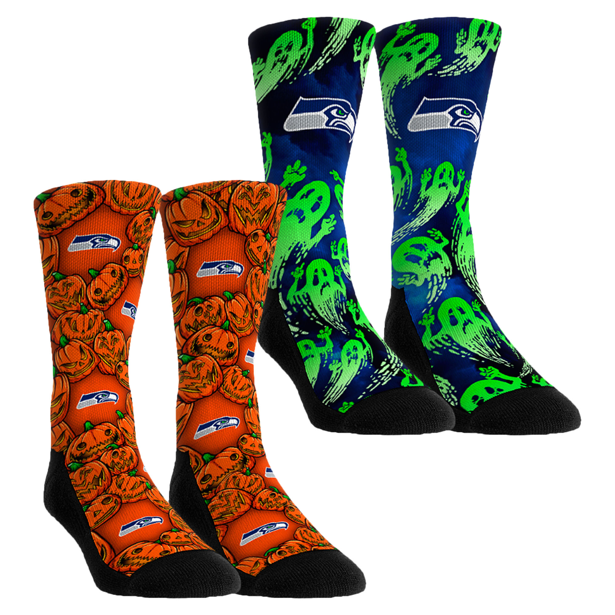 Unisex Rock Em Orange Seattle Seahawks Halloween Crew Socks 2-Pack Set