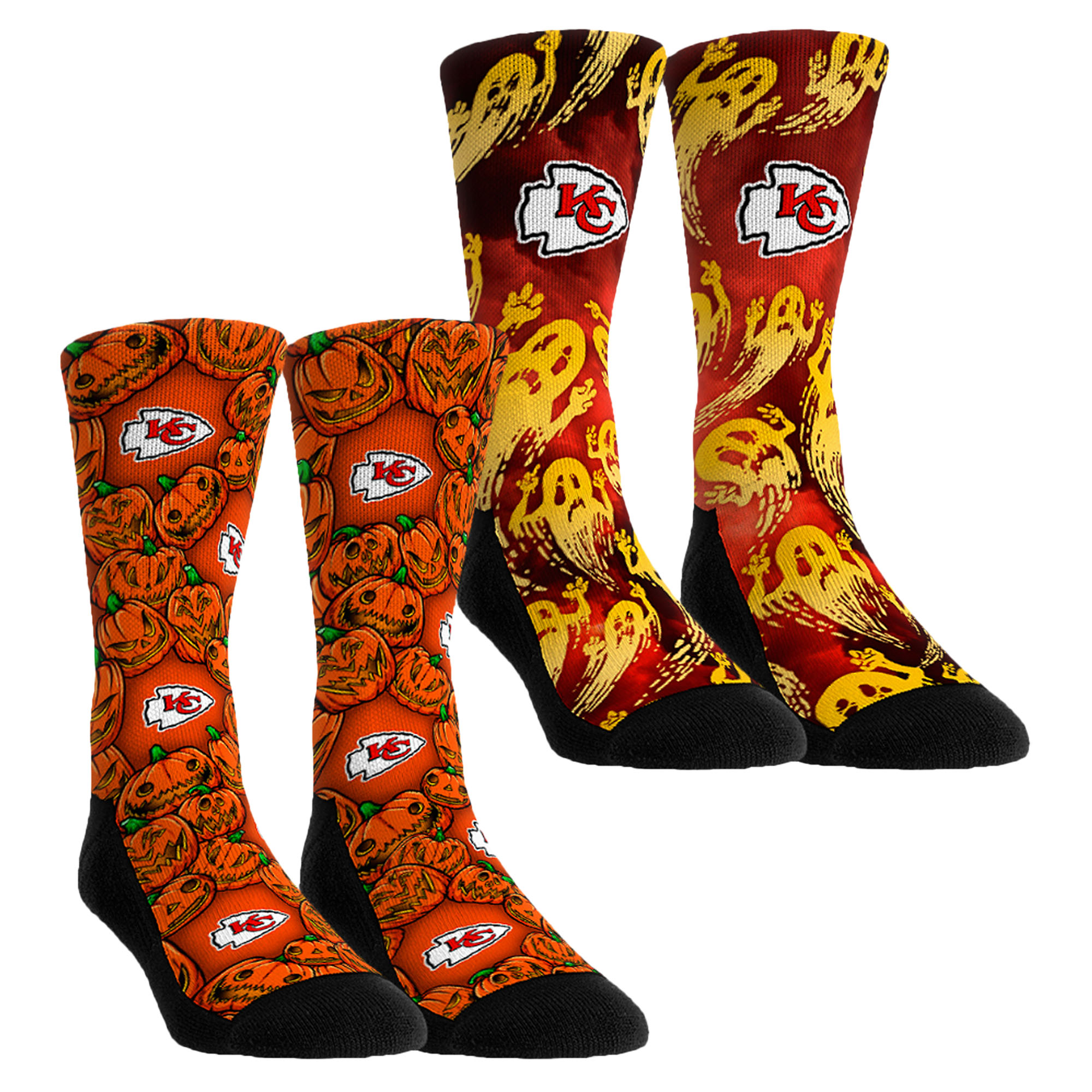 Unisex Rock Em Orange Kansas City Chiefs Halloween Crew Socks 2-Pack Set