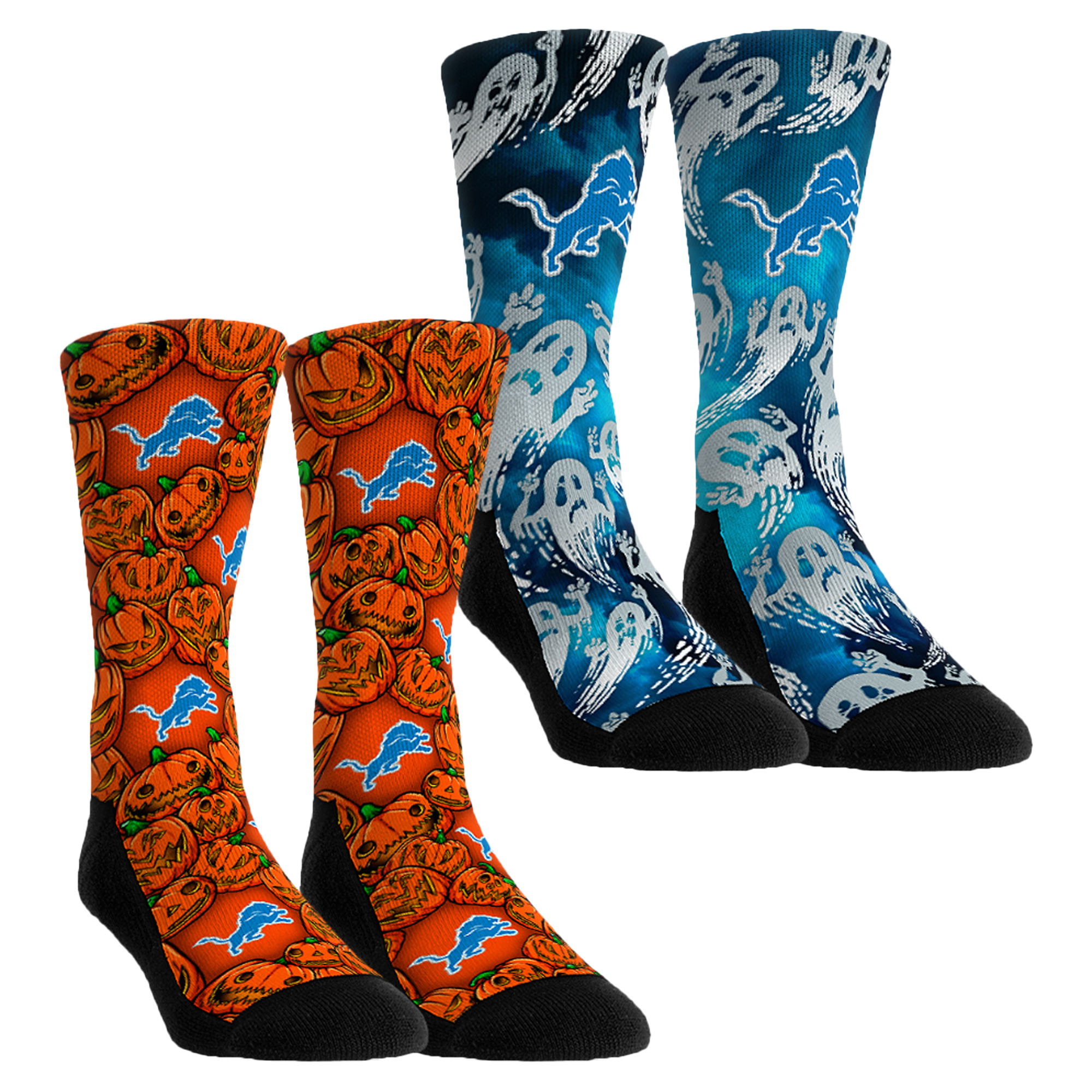 Youth Rock Em  Orange Detroit Lions Halloween Crew Socks 2-Pack Set