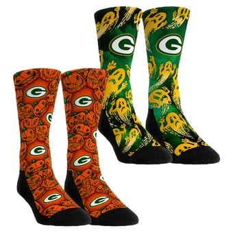 Youth Rock Em  Orange Green Bay Packers Halloween Crew Socks 2-Pack Set