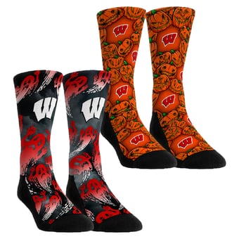 Youth Rock Em  Orange Wisconsin Badgers Halloween Crew Socks 2-Pack Set